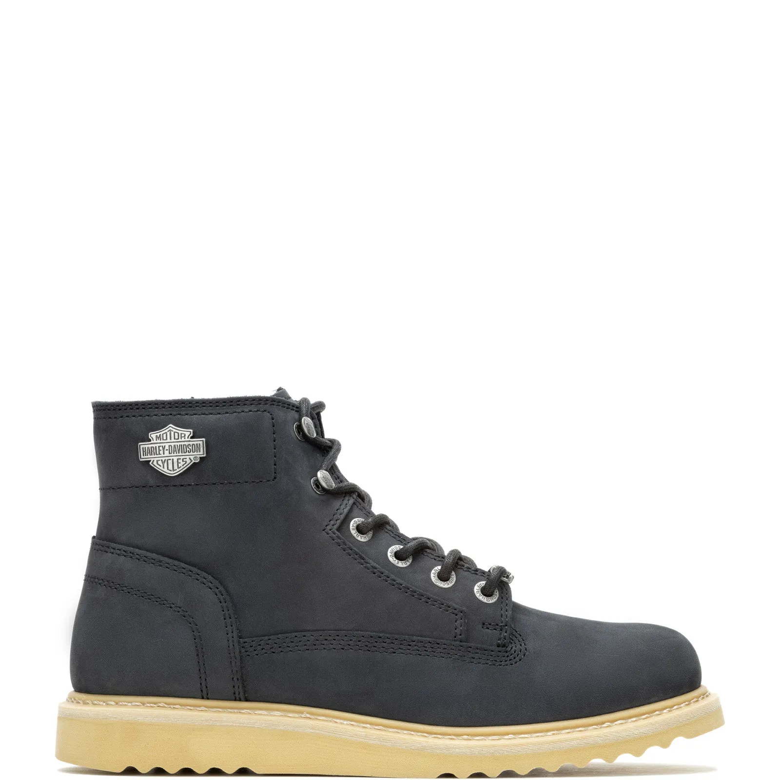Seamless Stitching Harley-Davidson Beaton D93852 Mens Black Leather Lace Up Casual Dress Boots