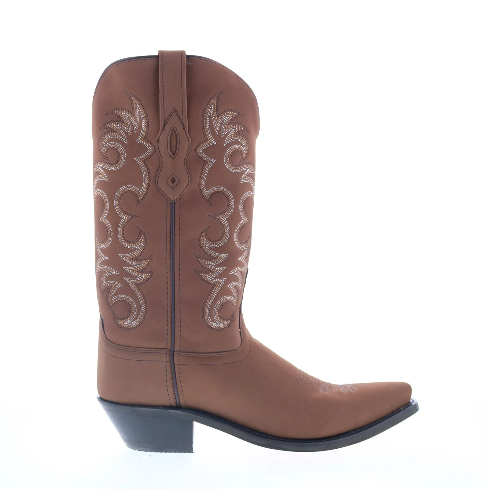 Fashion Statement Jama Old West Snip Toe LF2004 Womens Brown Leather Slip On Western Boots