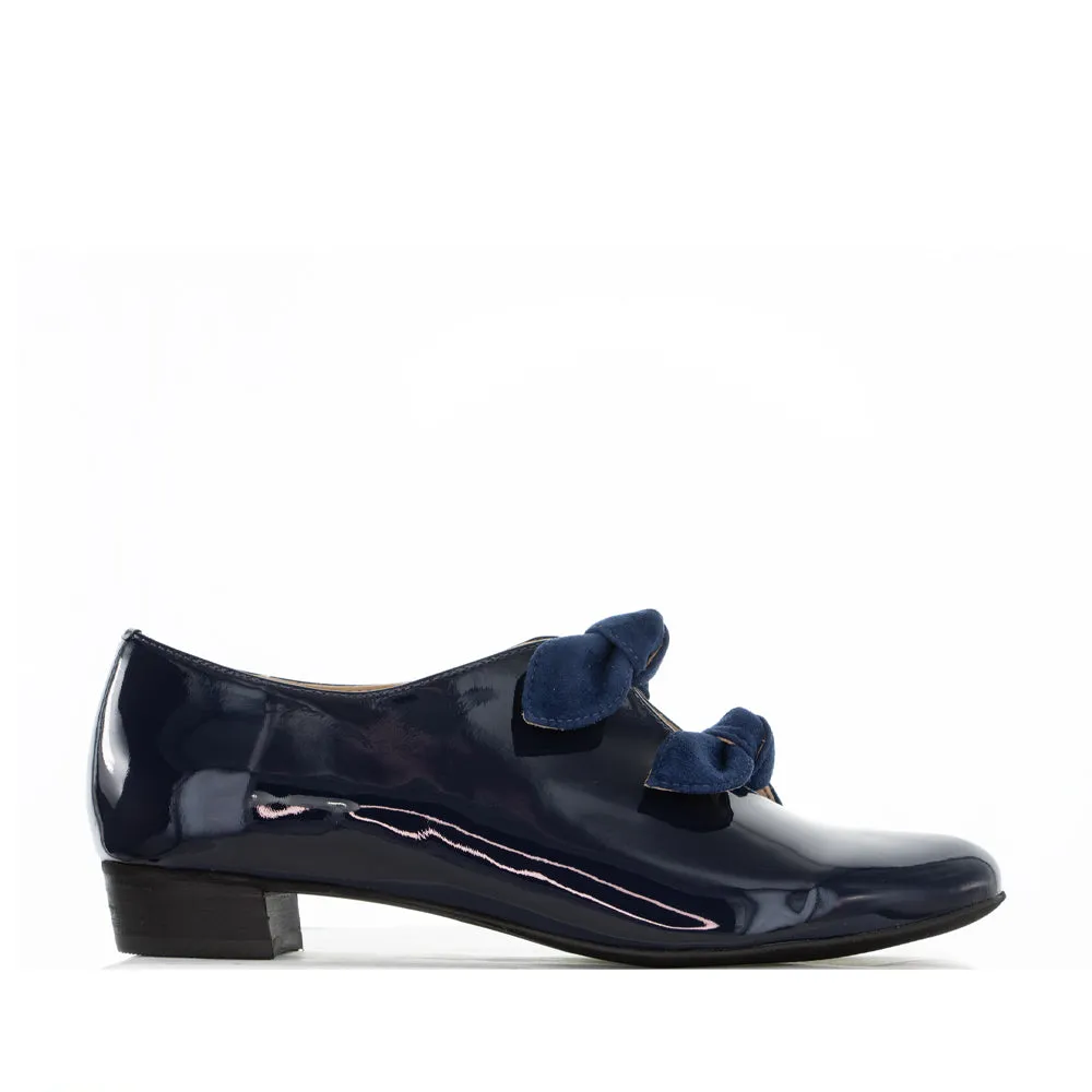 DJANGO & JULIETTE ELMAS NAVY PATENT Boho Wedding Heels