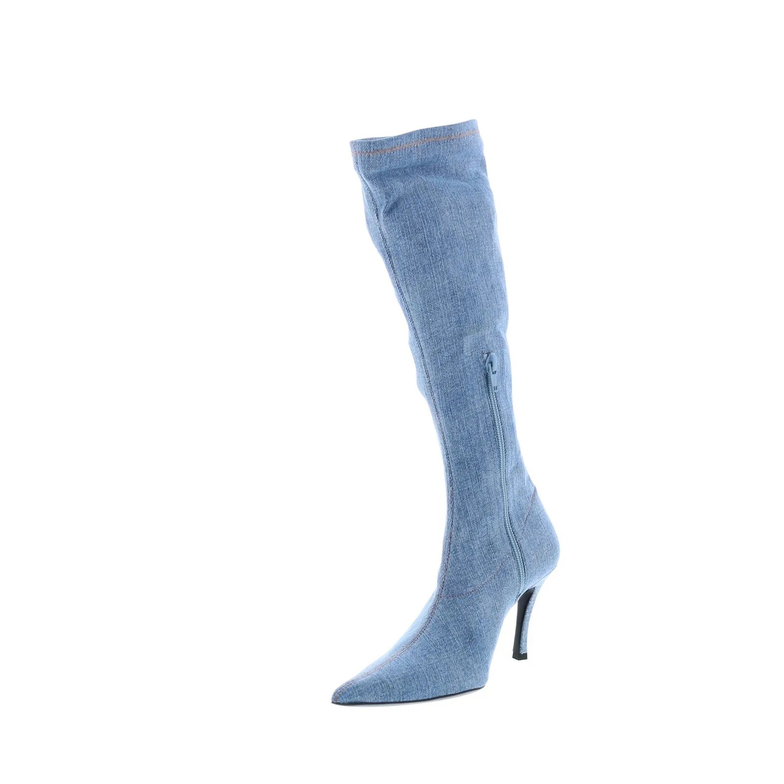 Cushioned Fit Diesel D-Venus KBT Y02917-P0585-H0167 Womens Blue Canvas Knee High Boots