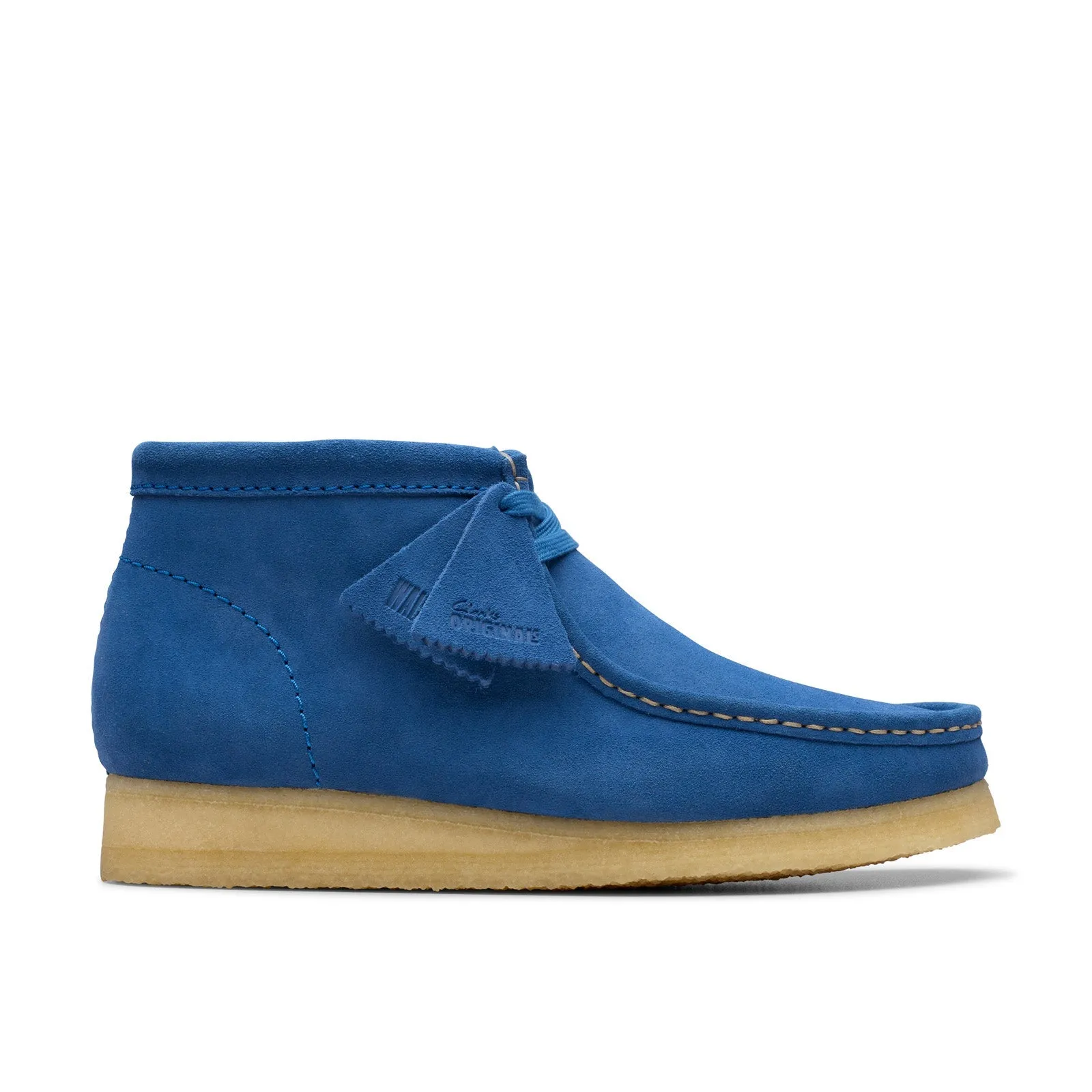 Non-Slip Sole Clarks Wallabee Boot 26181134 Mens Blue Suede Lace Up Chukkas Boots