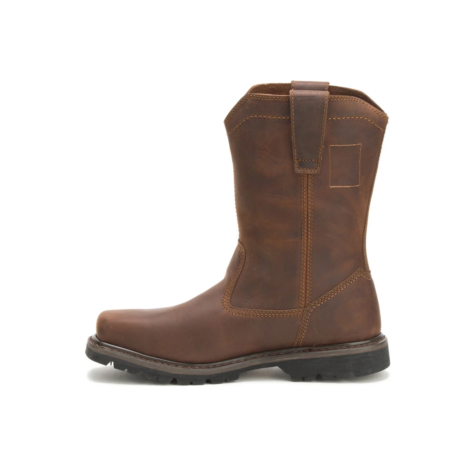 Functional Style Caterpillar Wellston Pull On Steel Toe P90439 Mens Brown Leather Work Boots