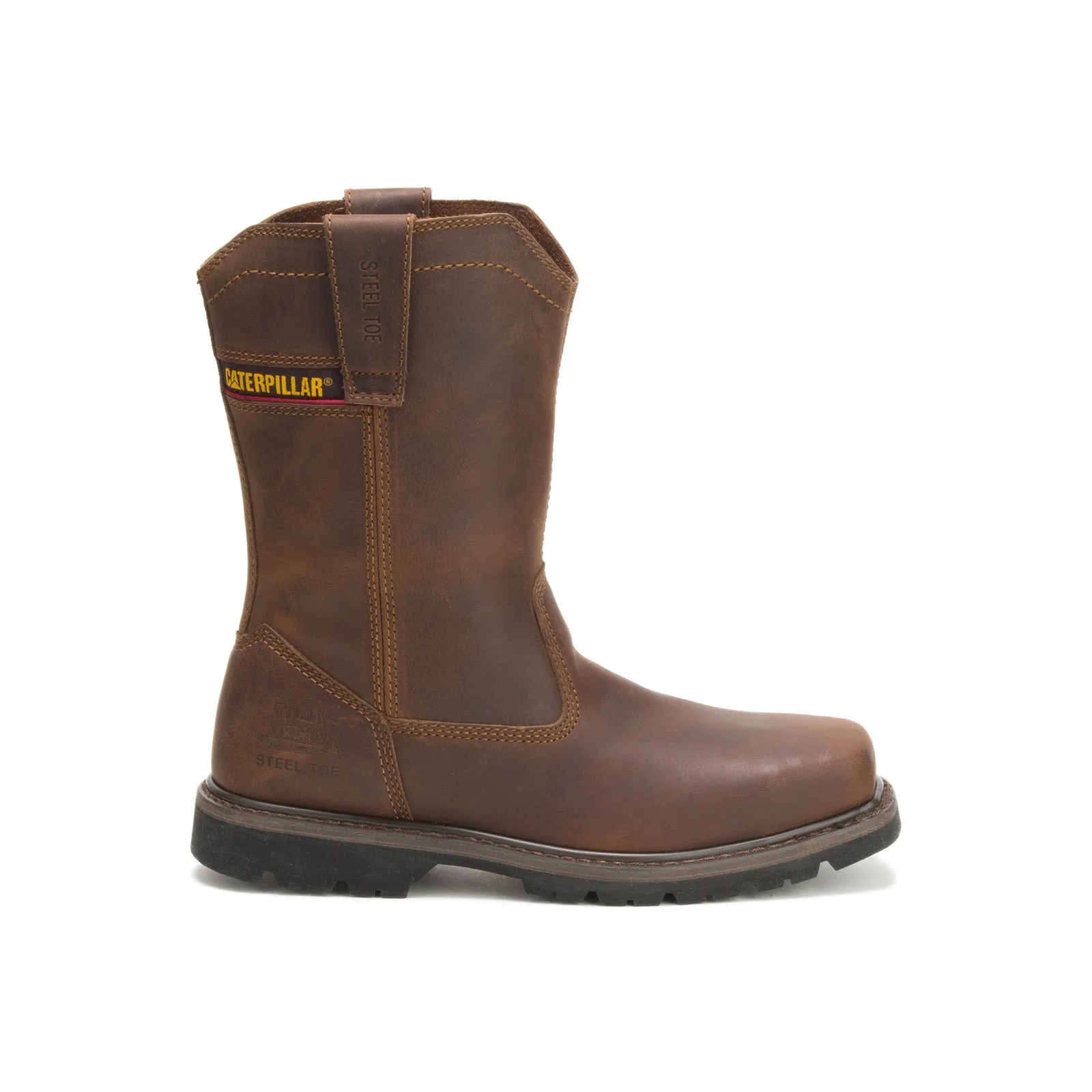Subtle Finish Mountain Climbing Caterpillar Wellston Pull On Steel Toe P90439 Mens Brown Leather Work Boots
