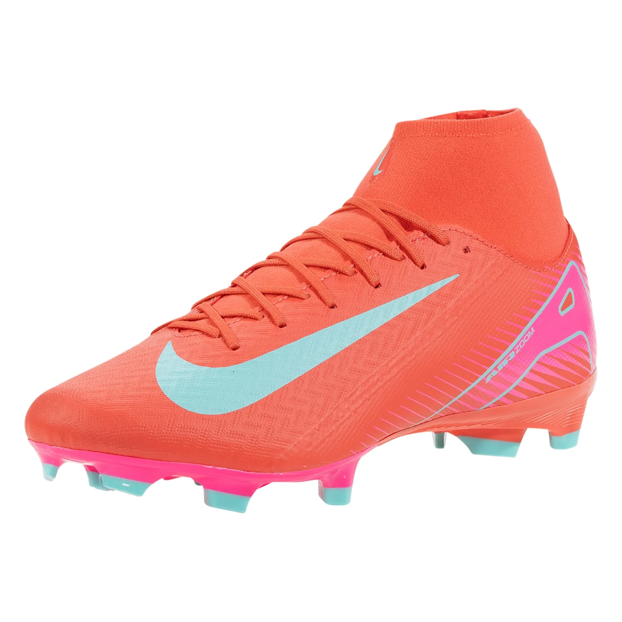 Nike Zoom Superfly 10 Academy FG/MG Soccer Cleats (Ember Glow/Aurora Green) Heel Guard Control Zone