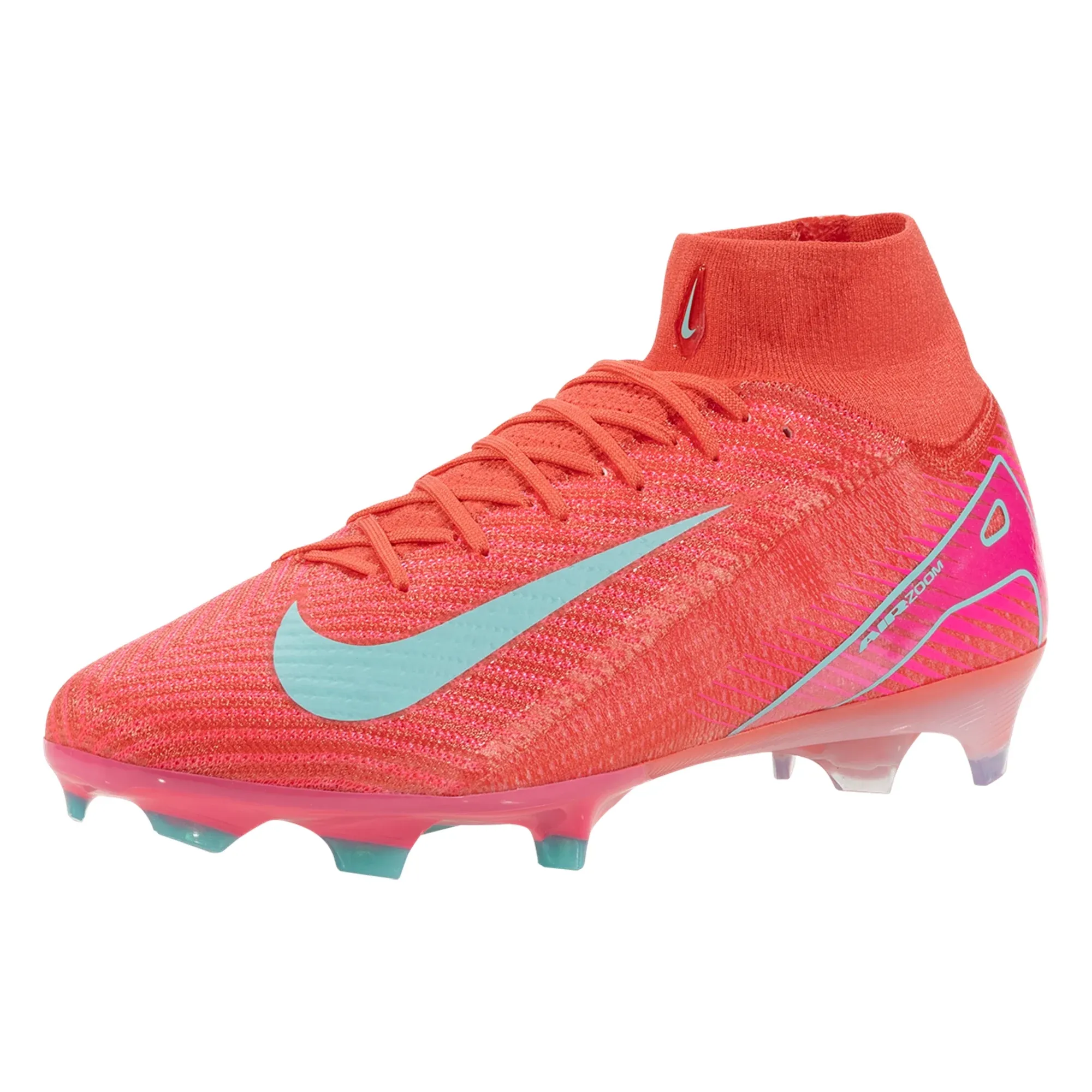 Padded Heel Nike Zoom Superfly 10 Elite FG Soccer Cleats (Ember Glow/Aurora Green)