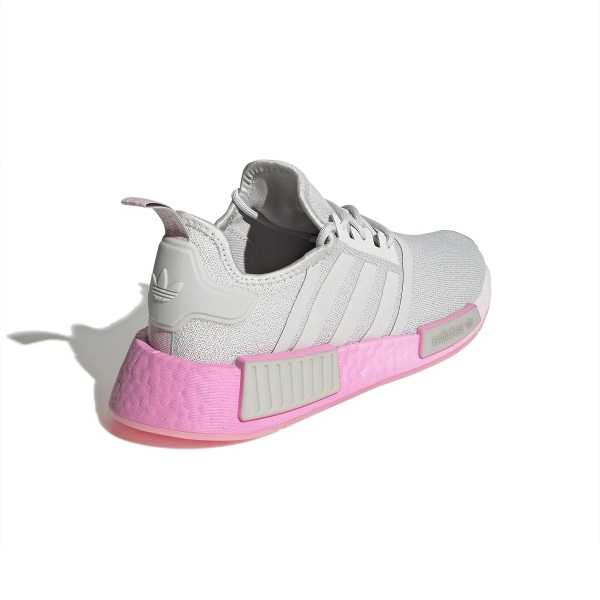 removable footbed shoes outdoor - athlete ADIDAS GW9462 NMD_R1 WMN'S (Medium) Grey/Pink/White Stretch Fabric Running Shoes