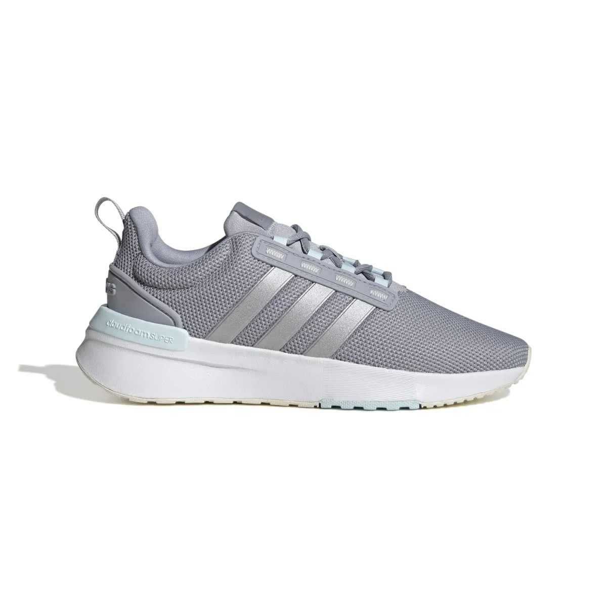 ADIDAS GX4202 RACER TR21 WMN'S (Medium) Silver/Silver/Grey Leather & Textile Running Shoes 5k - running shoes