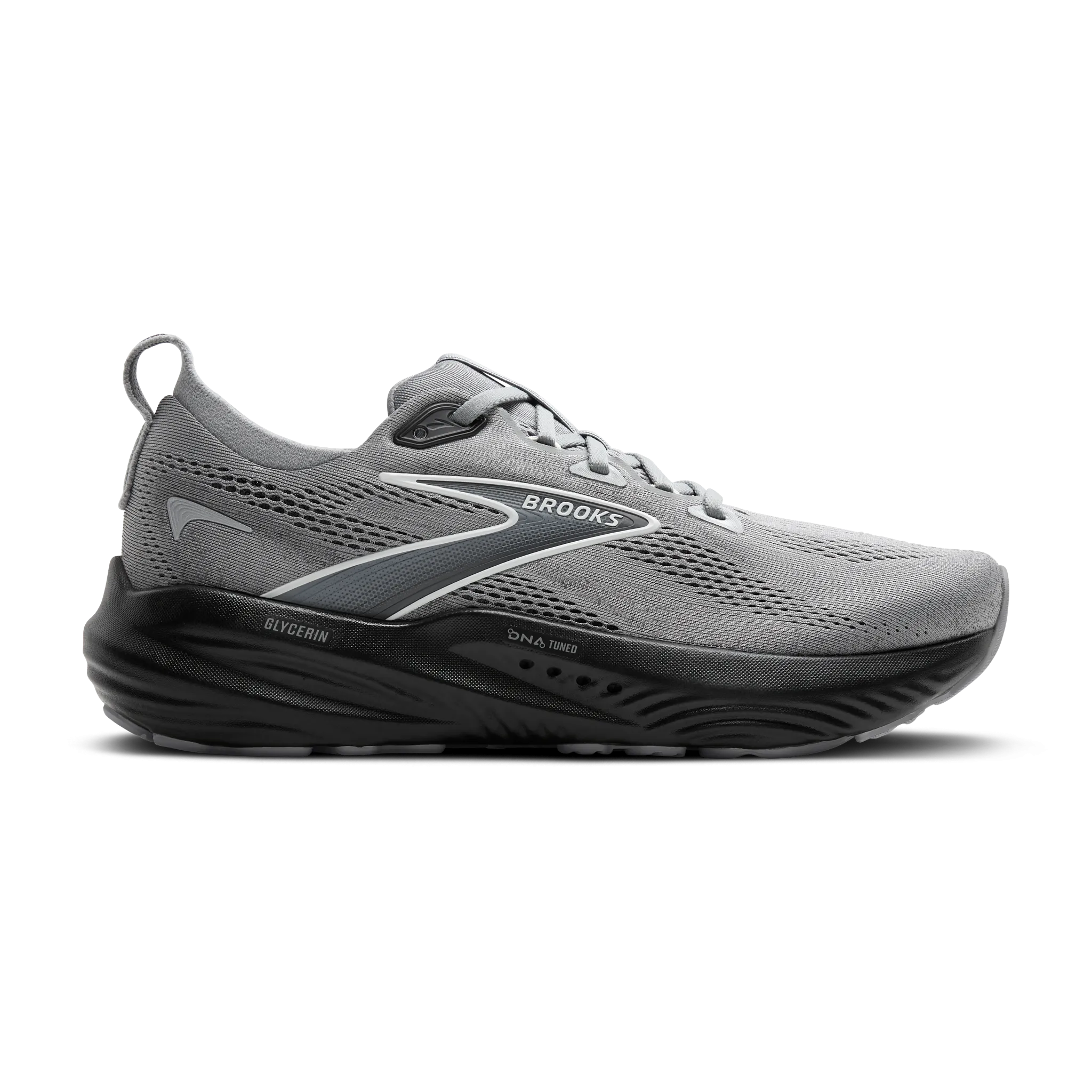 Men's Glycerin 22 running with a watch running on concrete