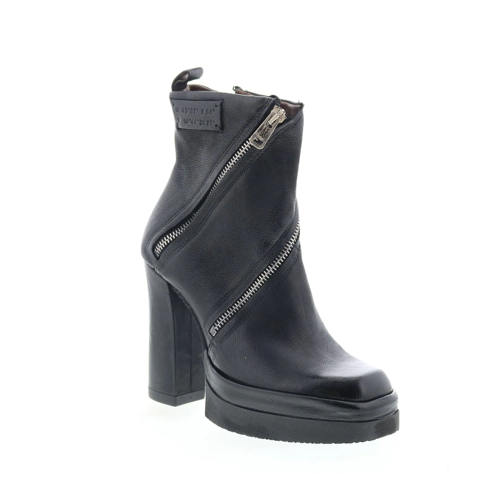 Flexible Outsole Clean Silhouette A.S. 98 Velma Womens Black Leather Zipper Ankle & Booties Boots