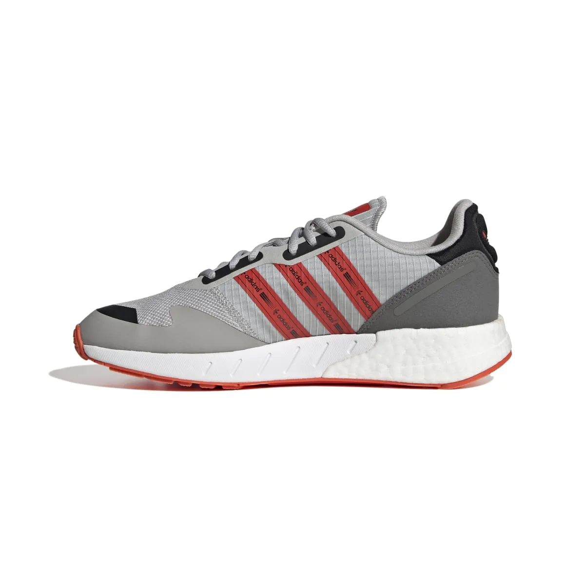 rough - surface running wear artistic - event running gear ADIDAS GZ9079 ZX 1K BOOST MN'S (Medium) Grey/Red/White Textile Running Shoes