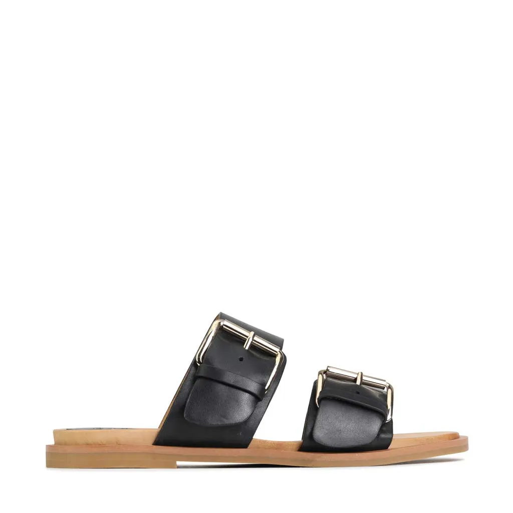 Iconic silhouette men's medium JETT LEATHER DOUBLE STRAP SLIDE SANDALS