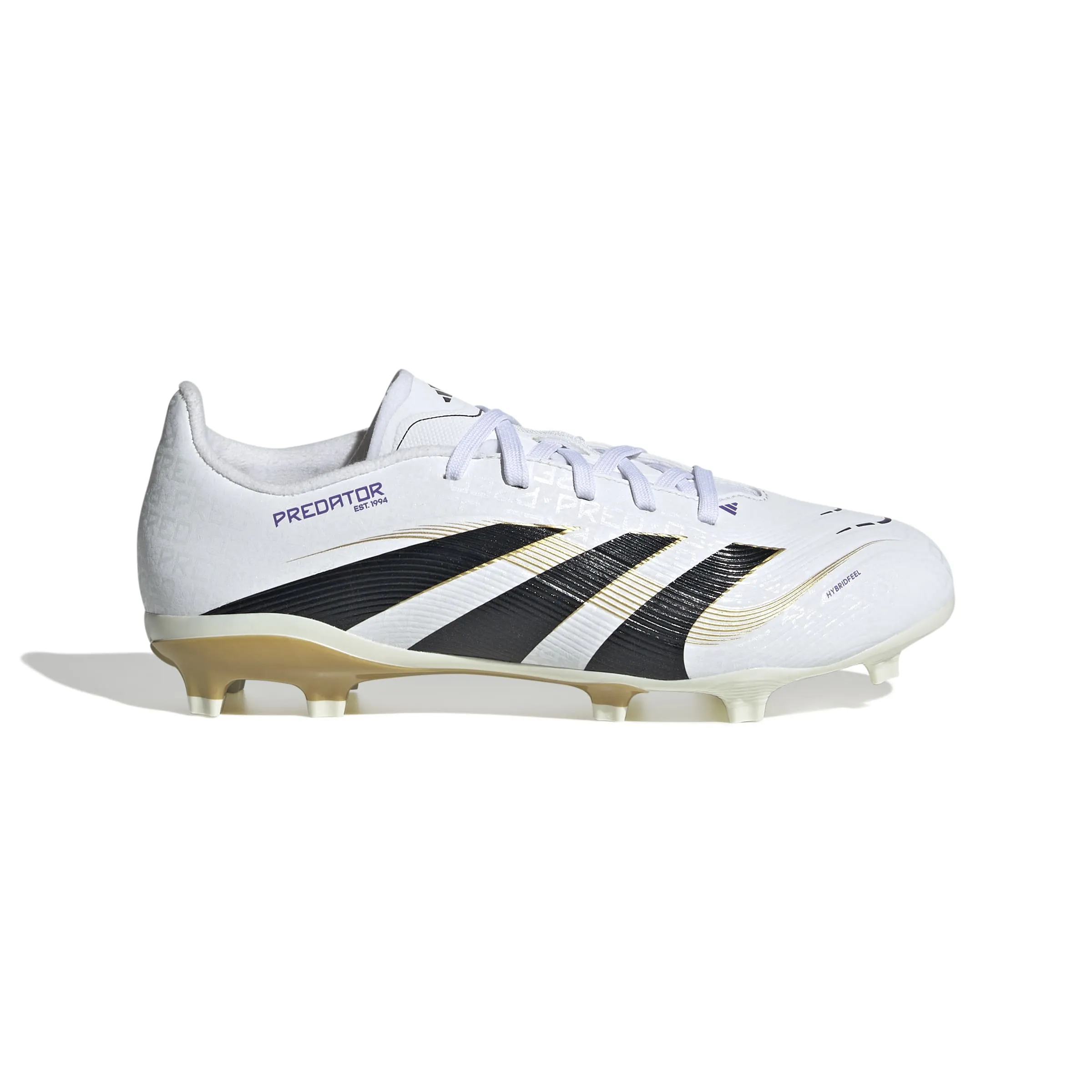 Adidas Predator League FG/MG Jnr Football Boots (White/Core Black/Gold Metallic) engraved