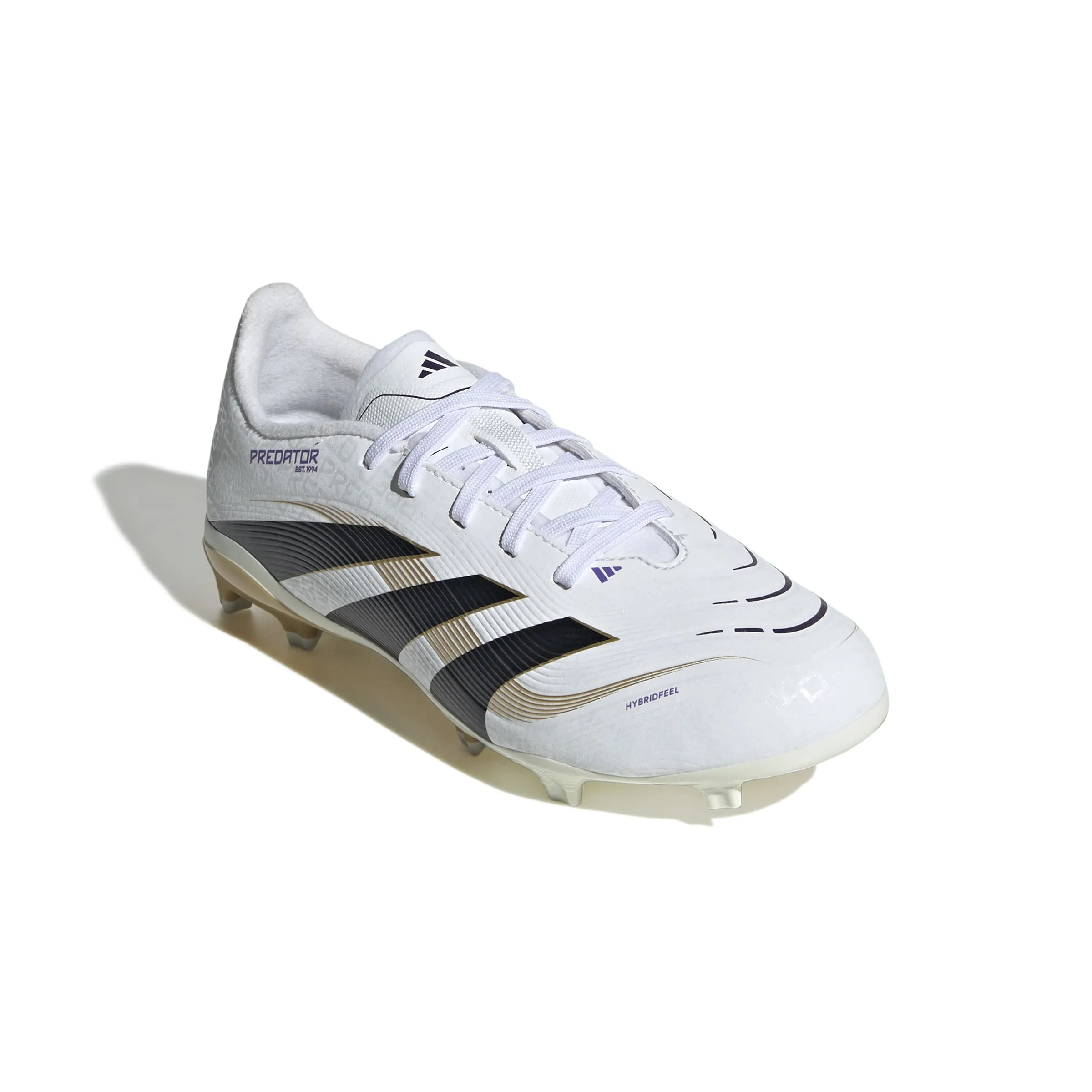 Adidas Predator League FG/MG Jnr Football Boots (White/Core Black/Gold Metallic) strap - type Skiing