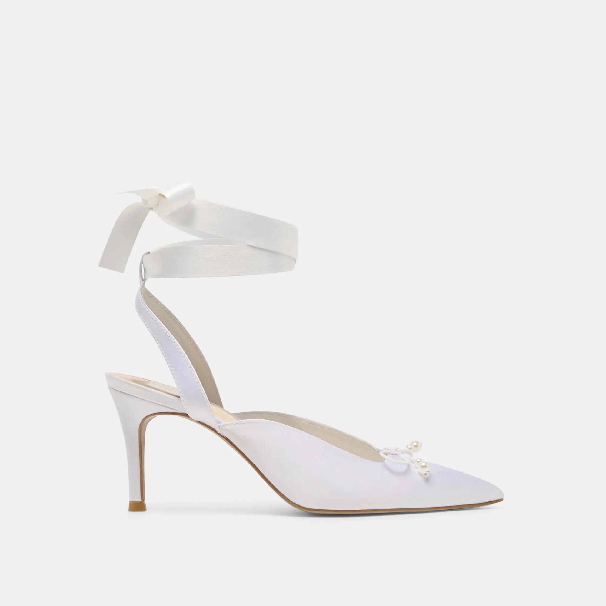 EFORA HEELS TRUE WHITE SATIN Low Top Style Open Toe Wedges