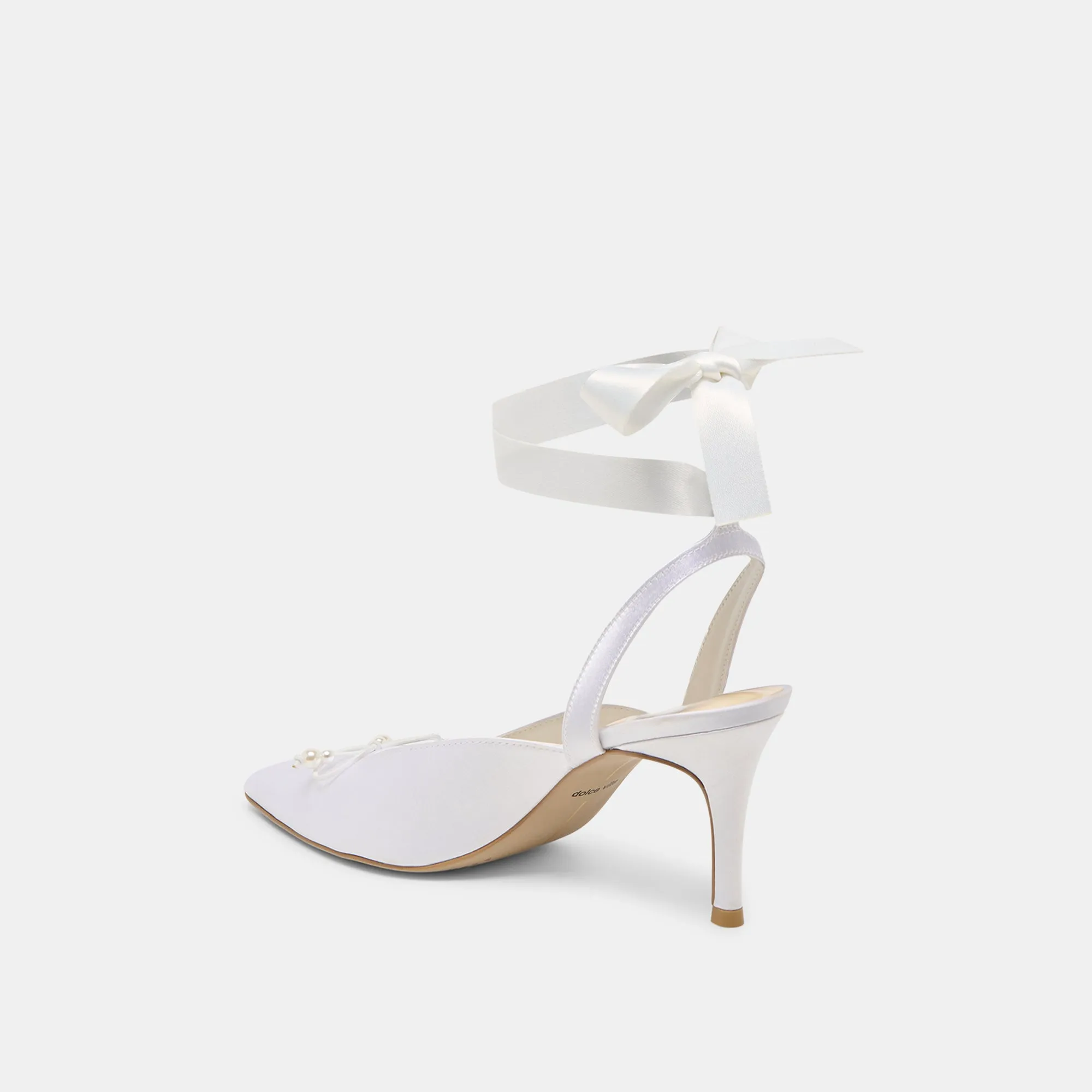 Fashion Heels for Party Open Back Heels EFORA HEELS TRUE WHITE SATIN