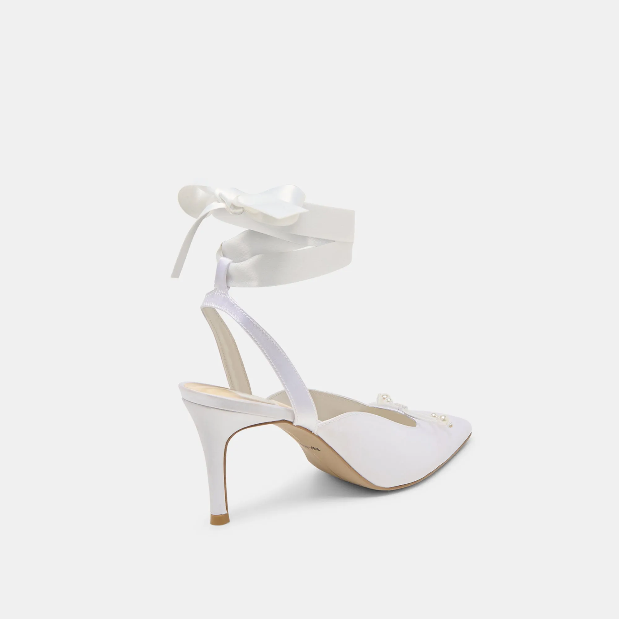 EFORA HEELS TRUE WHITE SATIN Soft Memory Foam Heels