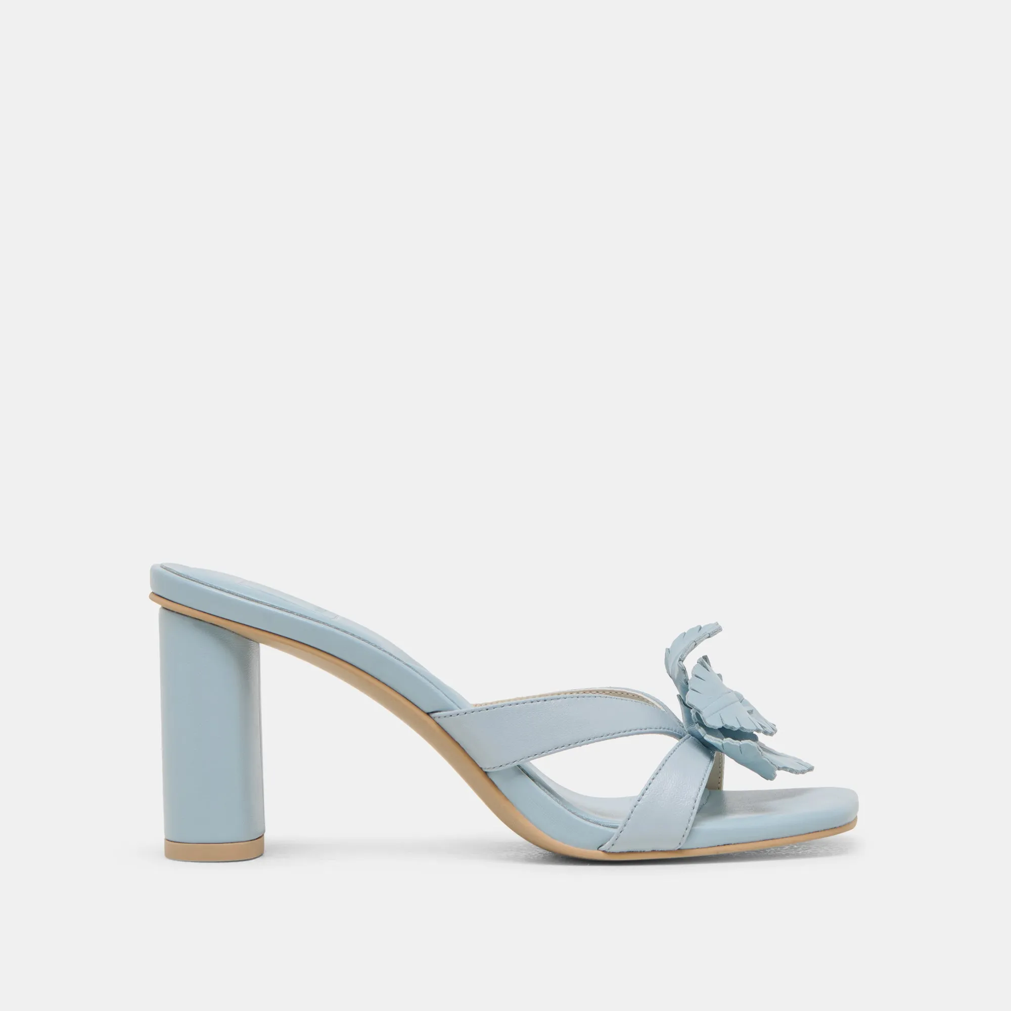 NIKIL HEELS LIGHT BLUE LEATHER Clear Sandals for Weddings Embellished Wedding Shoes