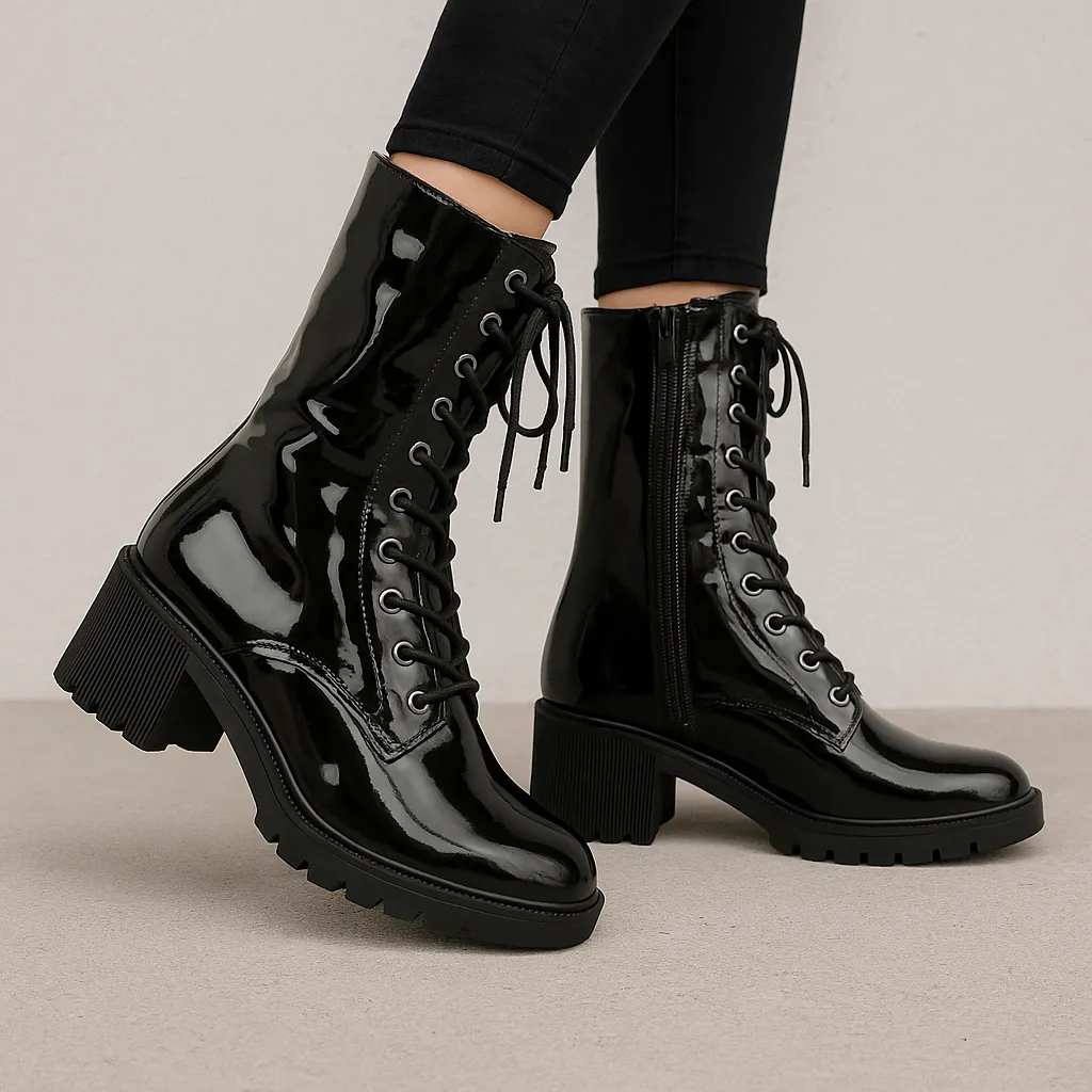 Padded Tongue Utility Design DJANGO & JULIETTE ZACK BLACK PATENT