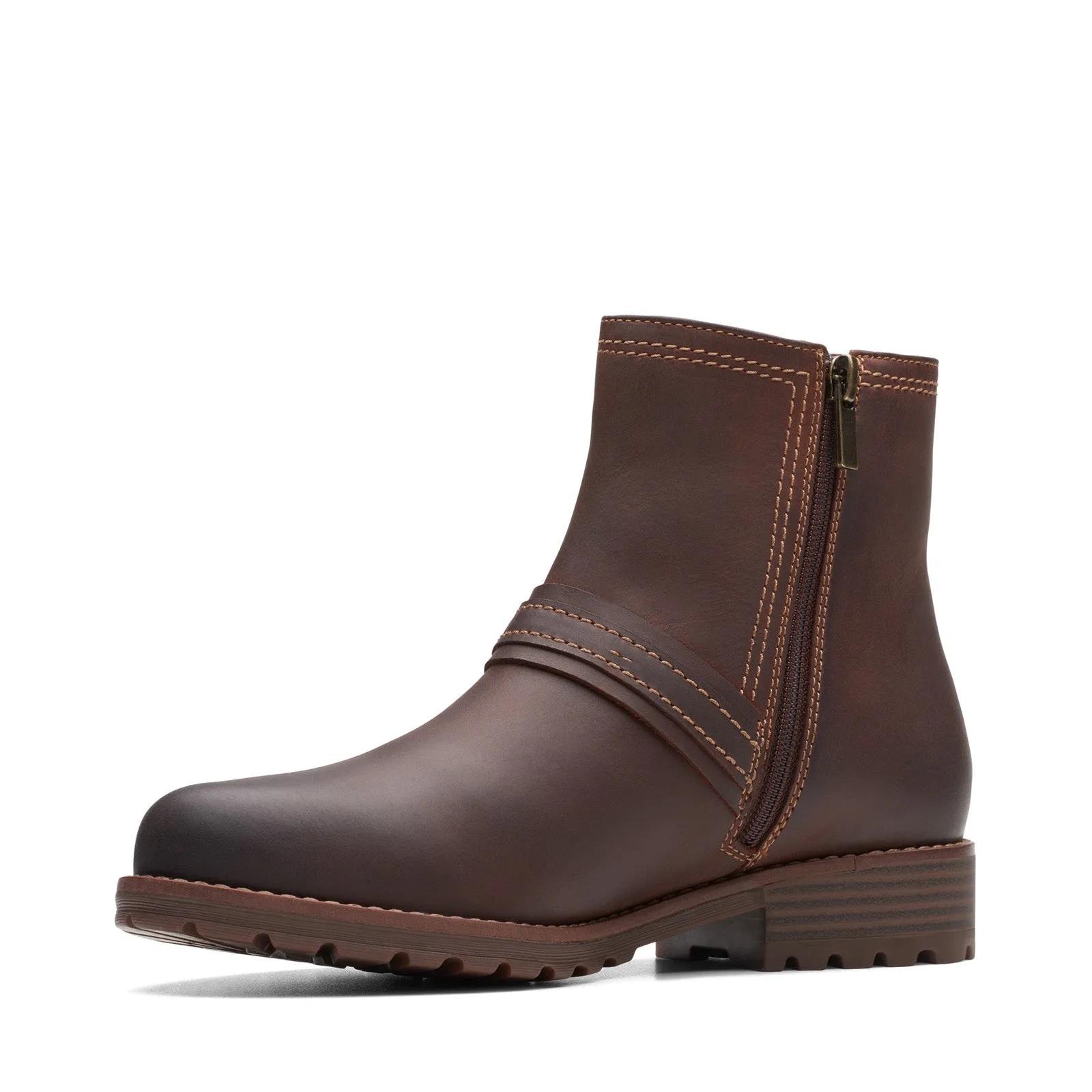 Adjustable Clarks Aspra Buckle 26174953 Womens Brown Leather Zipper Casual Dress Boots