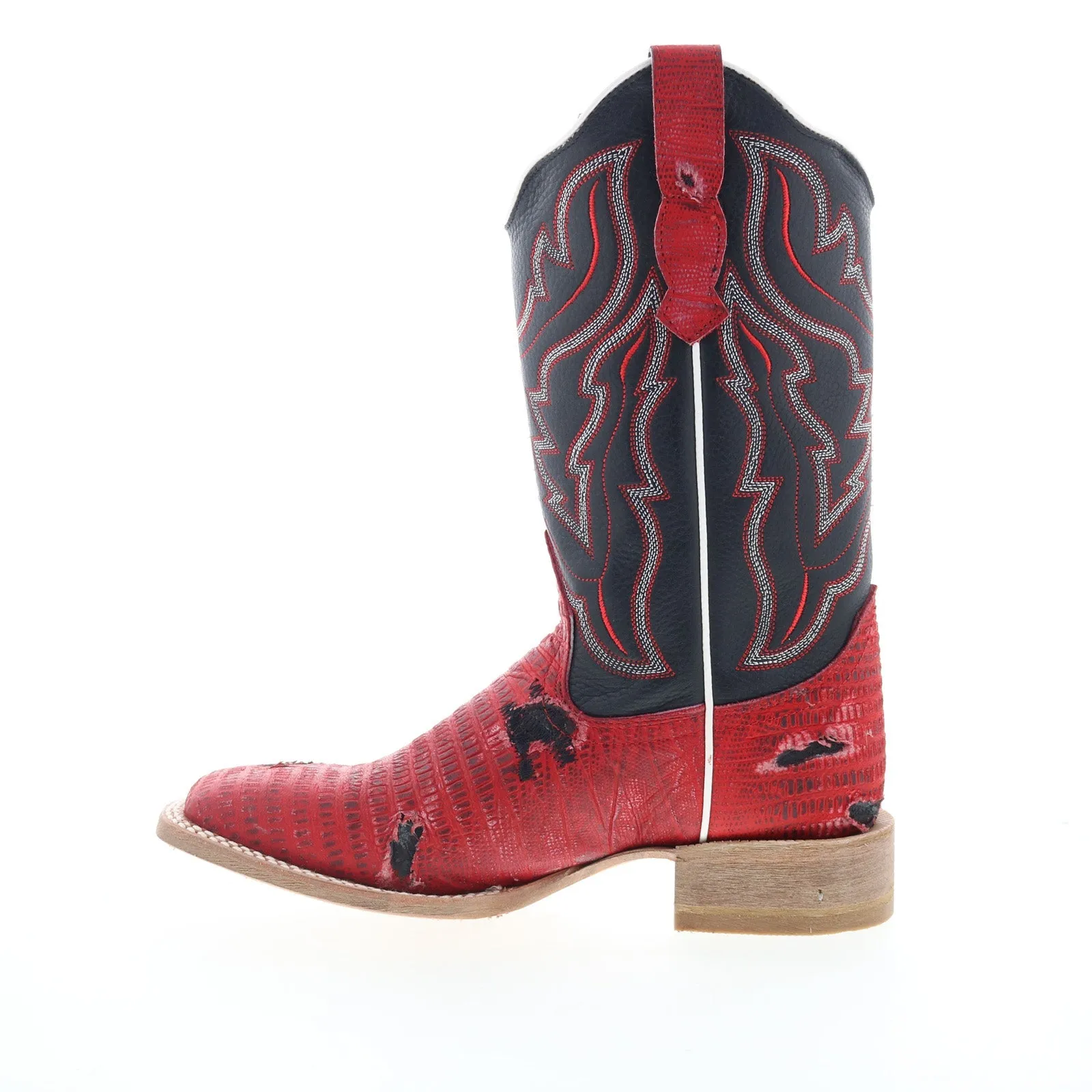 Outlaw Ladies 11" Lizard PNT 70002 Womens Red Leather Western Boots Easy Clean Ankle Support