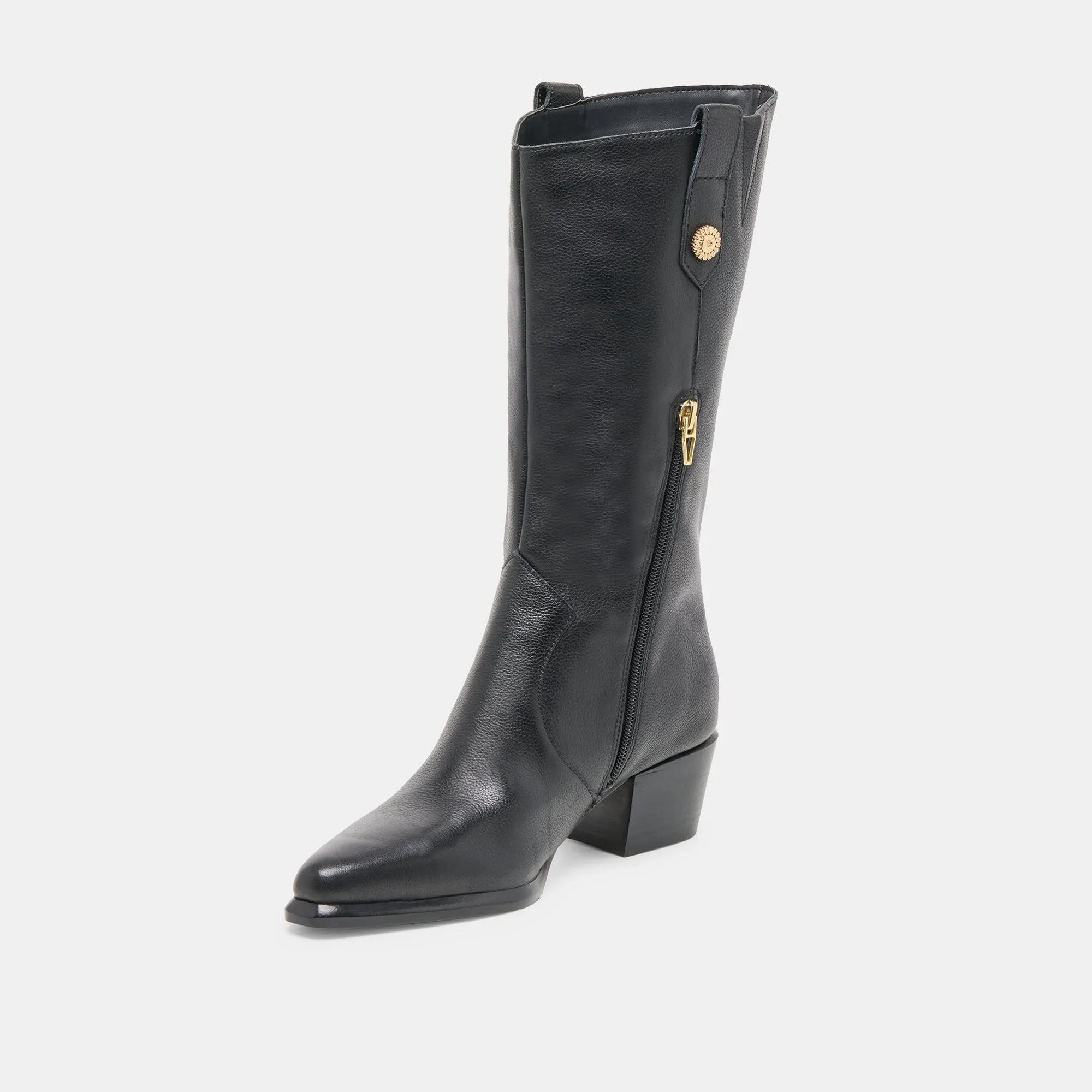 Simple Style VERN WIDE CALF BOOTS BLACK LEATHER