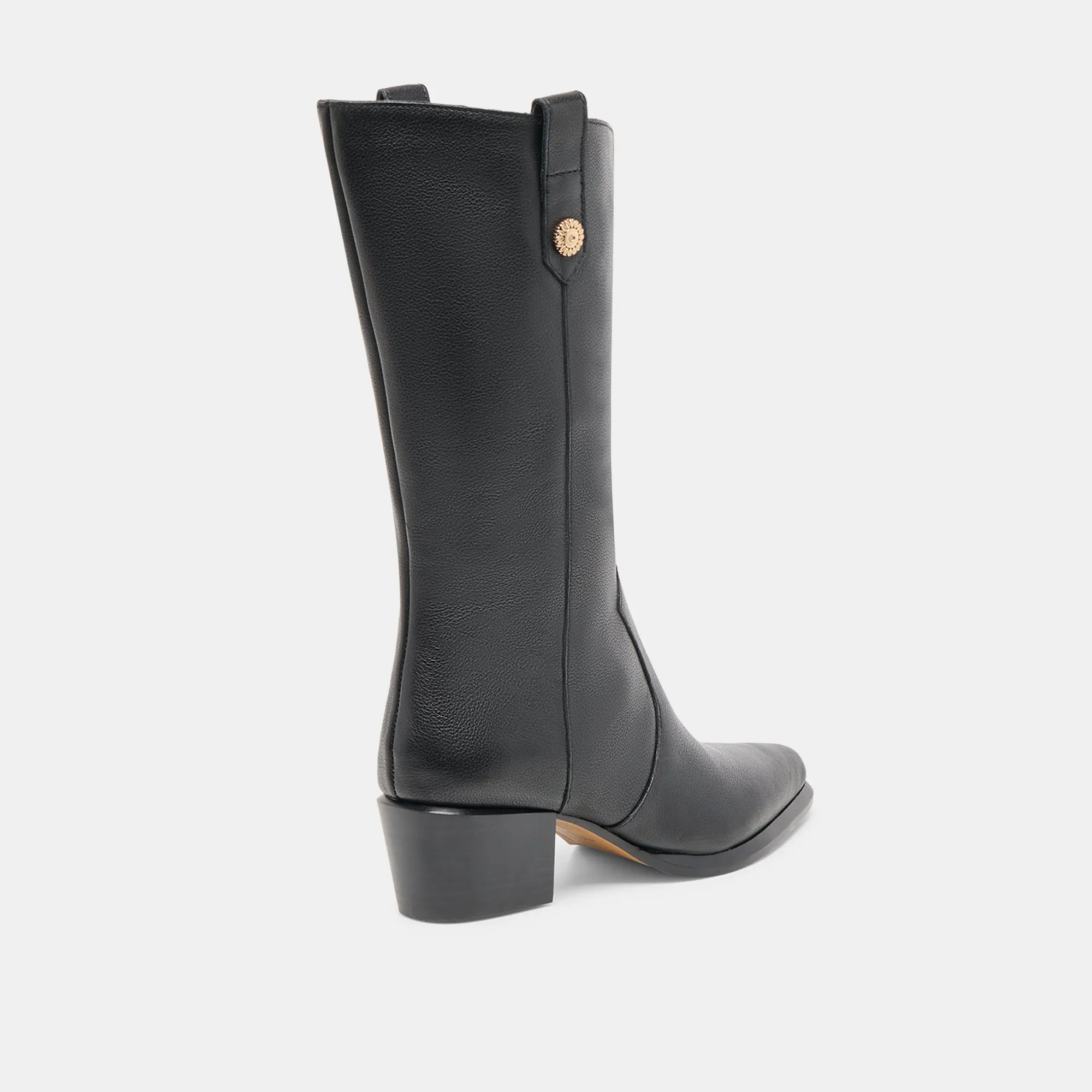 Secure Hold Comfortable interior VERN WIDE CALF BOOTS BLACK LEATHER
