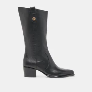VERN WIDE CALF BOOTS BLACK LEATHER Western Pattern
