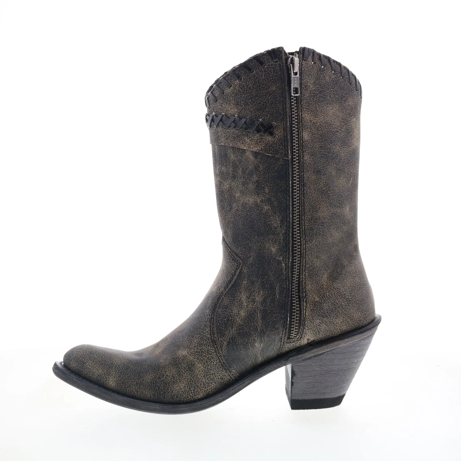 Supportive Design Jama Old West Snip Toe 18152 Womens Gray Leather Zipper Western Boots