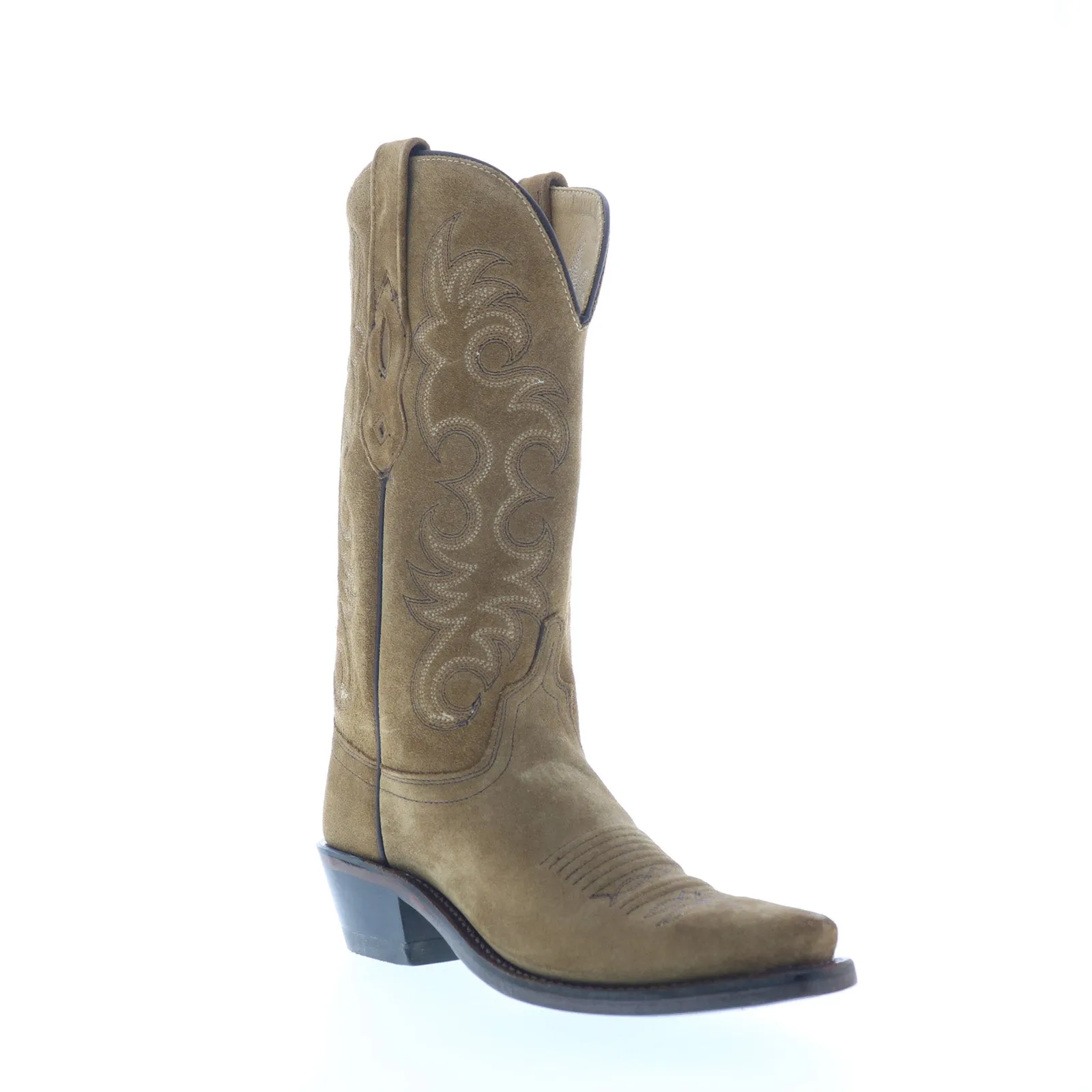 Jama Old West LF1536 Womens Brown Suede Slip On Cowboy Western Boots Smooth Entry