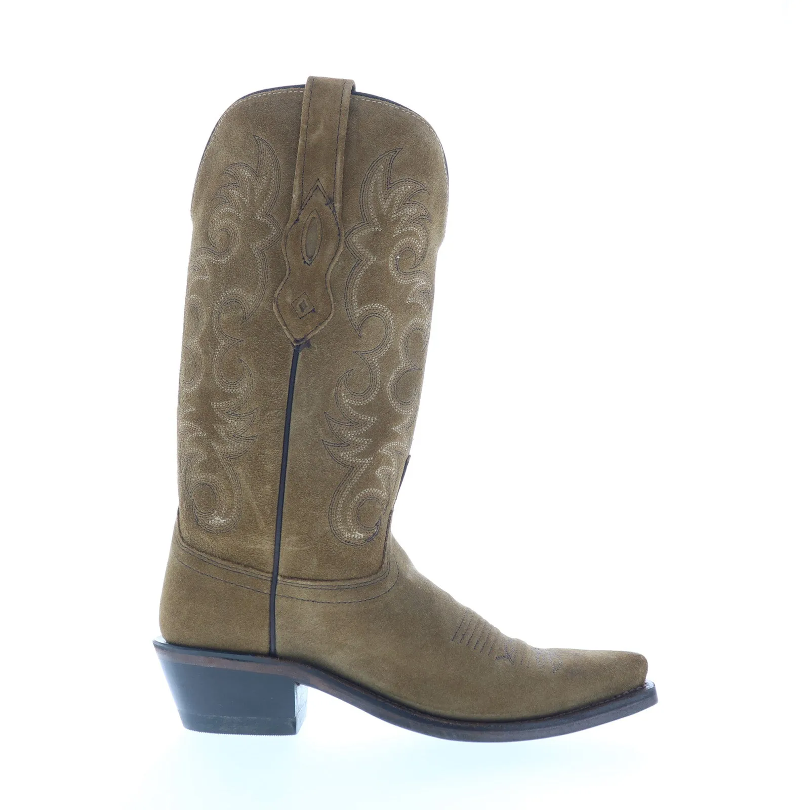 Stable Ankle Comfortable Jama Old West LF1536 Womens Brown Suede Slip On Cowboy Western Boots