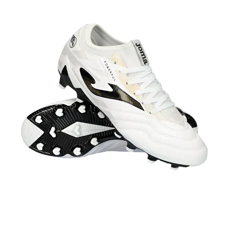 Stiff Midsole Joma Powerful 2402 Firm Ground Soccer Cleats (White/Gold)