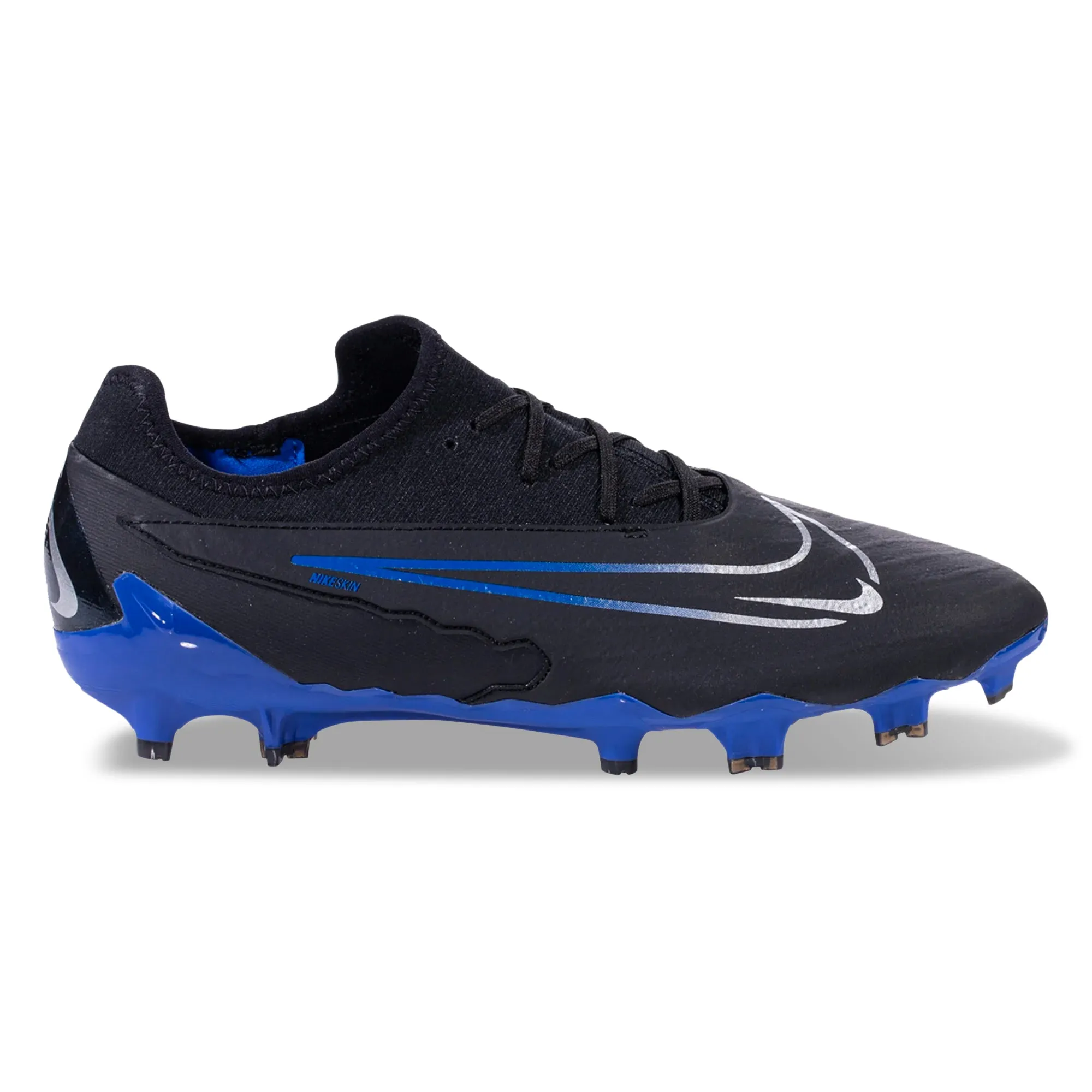 Nike Phantom GX Pro Firm Ground Soccer Cleats (Black/Chrome-Hyper Royal) Breathable Material Strong Drive