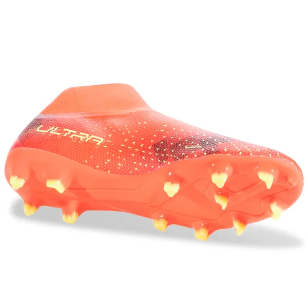 Lightweight Fit Puma Ultra Match  Laceless FG/AG Soccer Cleats (Coral/Fizzy Light/Black)