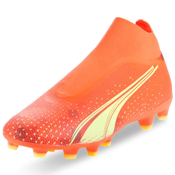 Puma Ultra Match  Laceless FG/AG Soccer Cleats (Coral/Fizzy Light/Black) Dry Play