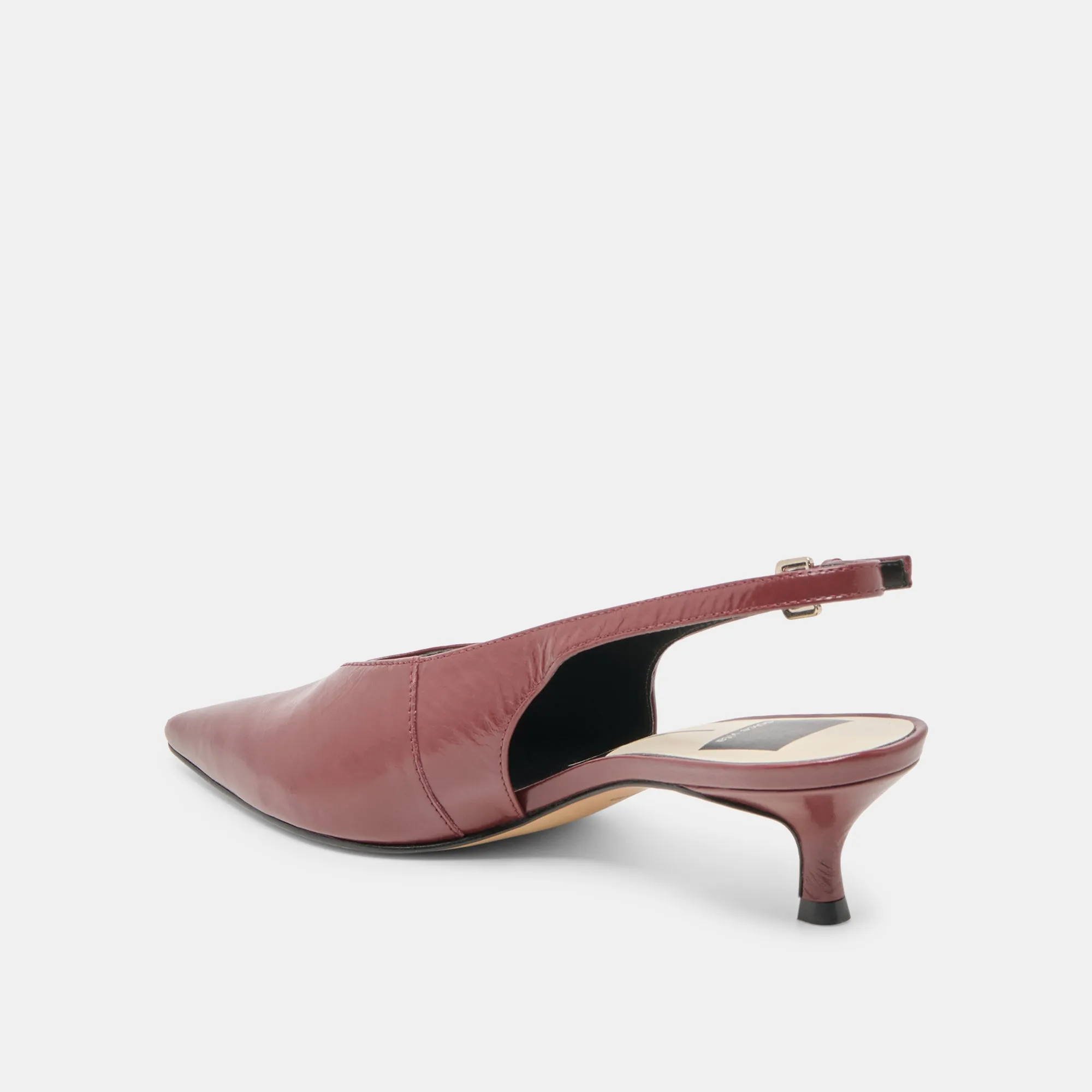 Comfortable Footbed Bridal Pumps ALENNA HEELS OXBLOOD CRINKLE PATENT