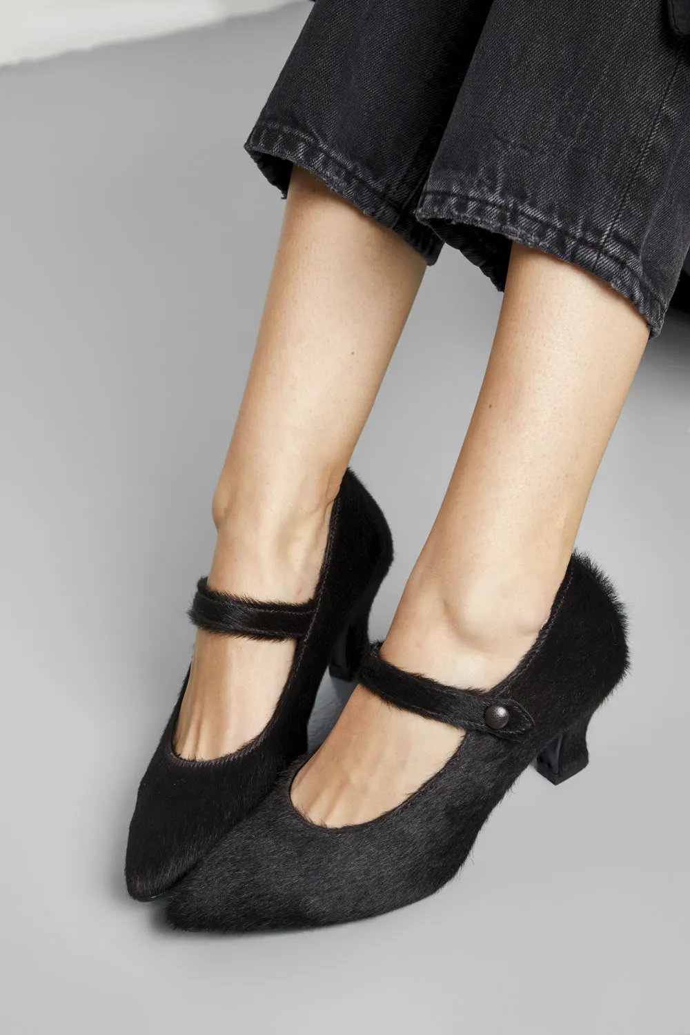 Carmen Pumps in Chocolate Calf Hair High Top Style Cute Heels
