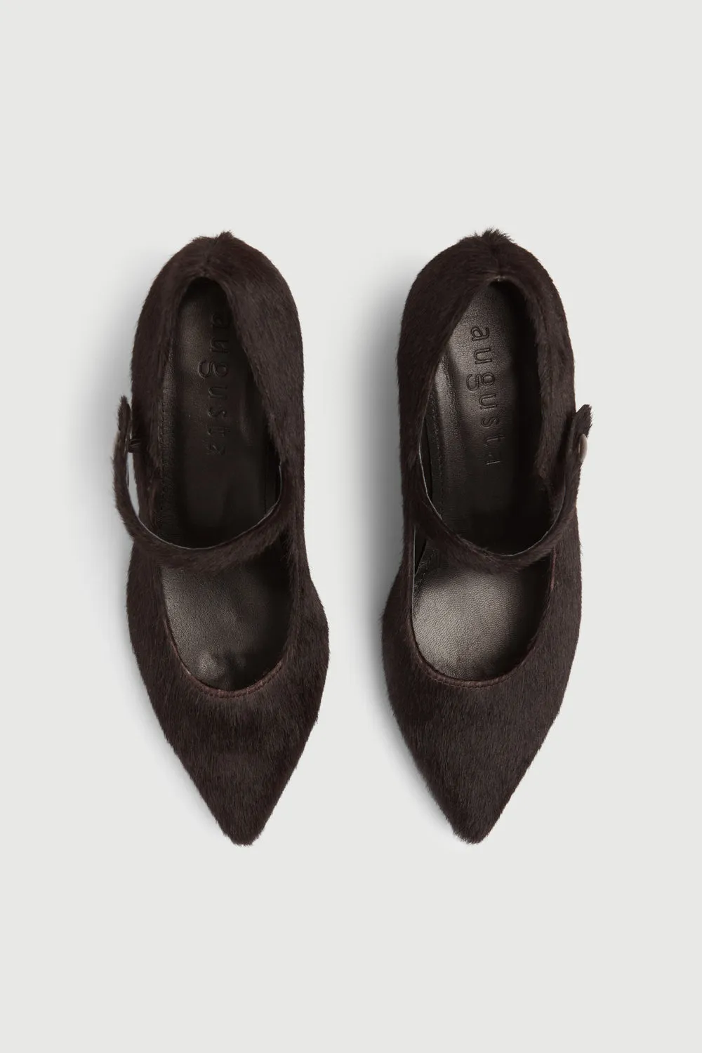 Carmen Pumps in Chocolate Calf Hair Comfortable Stiletto Sandals Good Traction