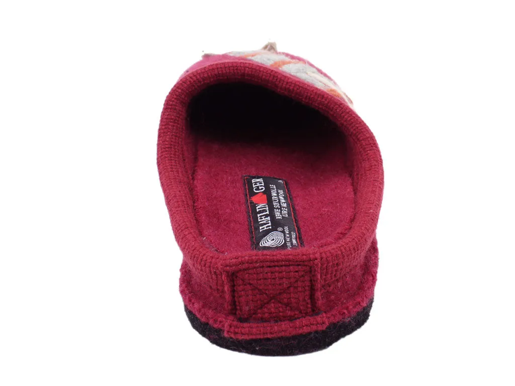 Haflinger Slippers Flair Choupette Cat Burgund Elastic Narrow Fit