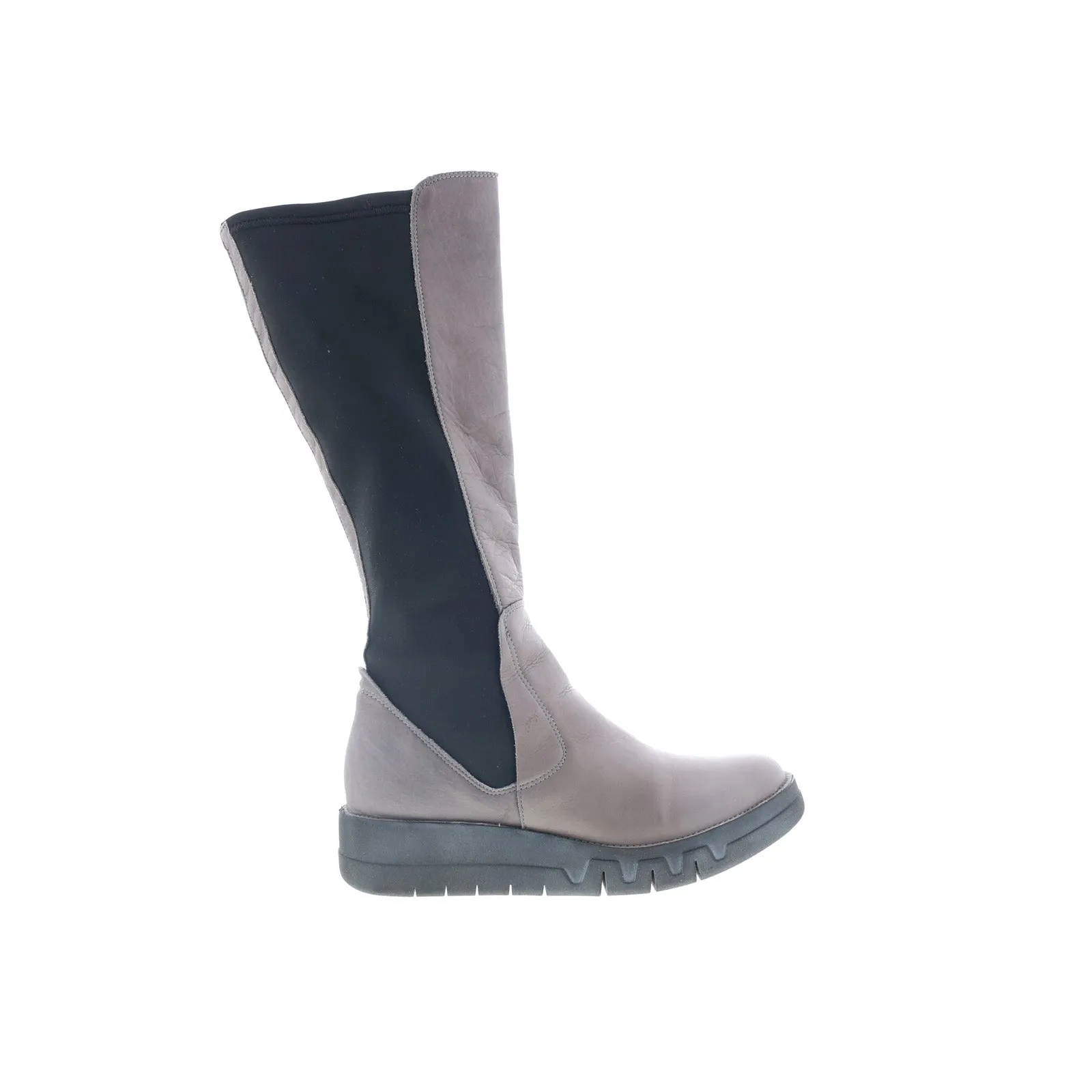 Miz Mooz Lucky Womens Gray Leather Zipper Knee High Boots Outdoor Chore Rain Proof