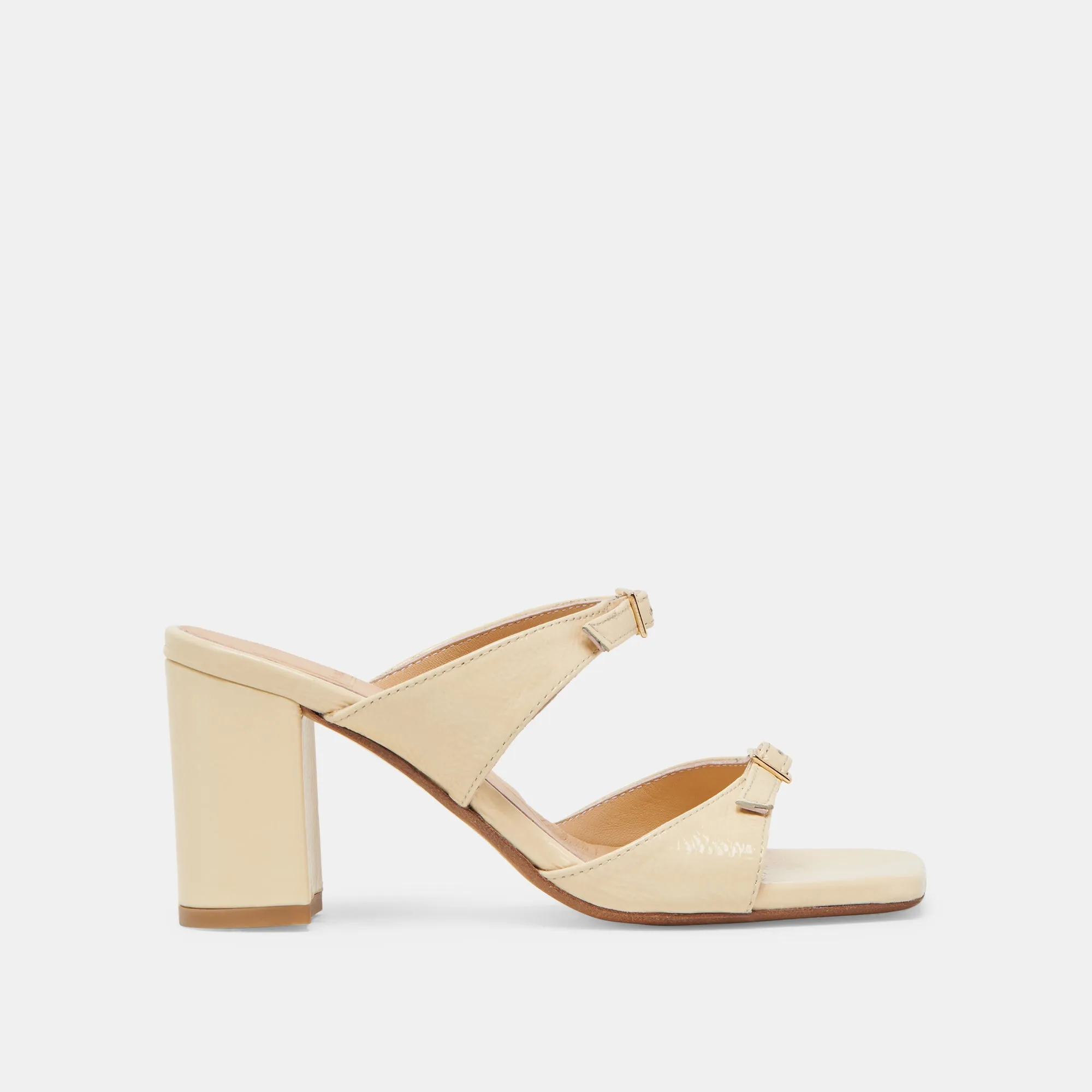 SHANE HEELS LIGHT YELLOW CRINKLE PATENT Slip-On Heels