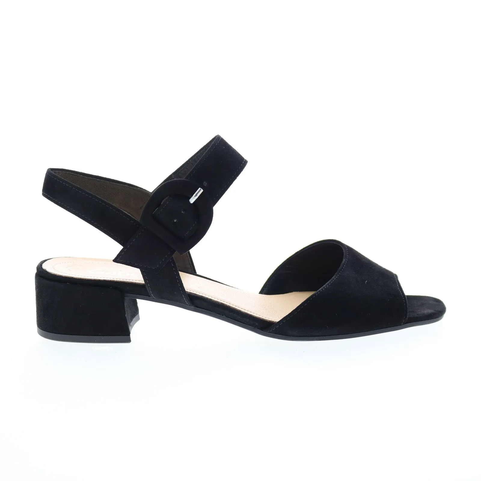 Anti Abrasion Gabor 8-1742-17 Womens Black Suede Hook & Loop Strap Heels Shoes