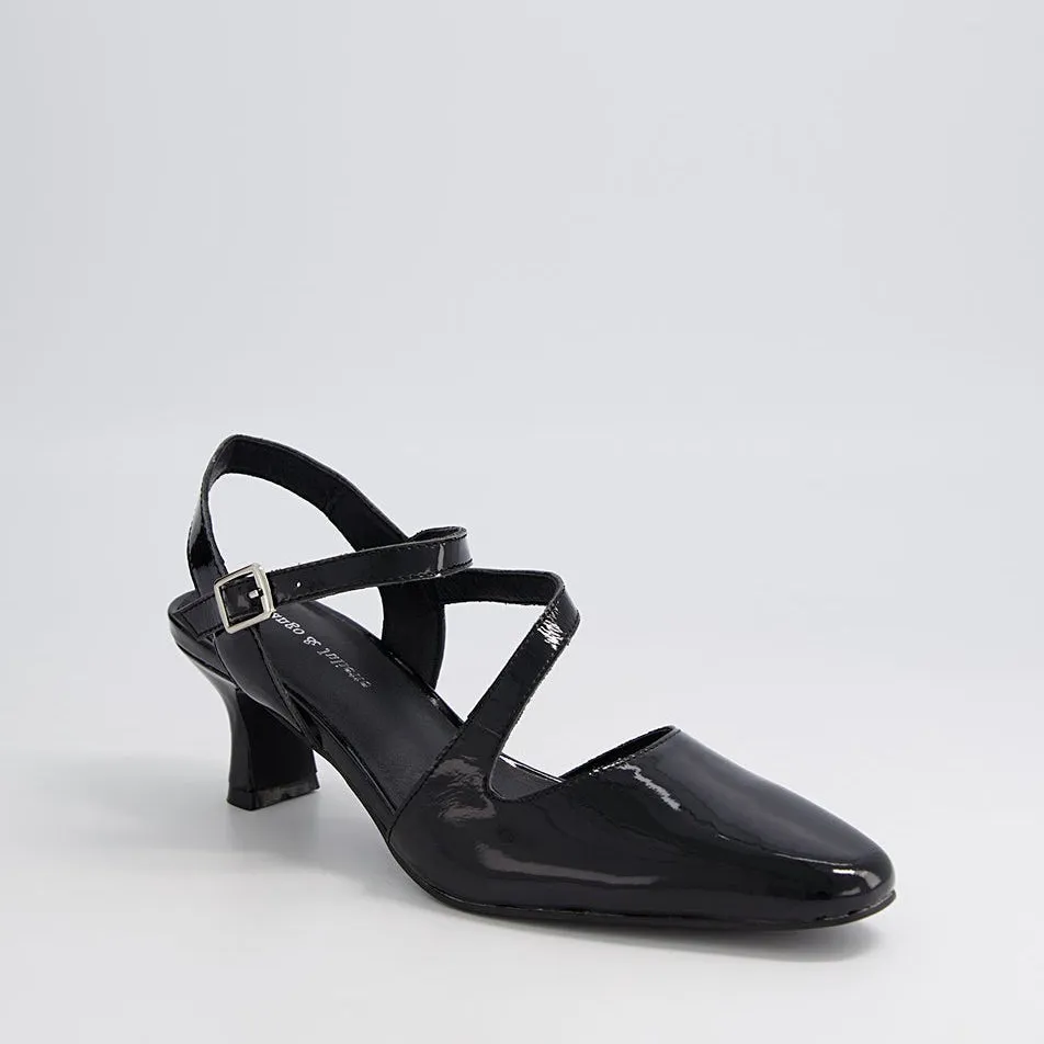 Clear Heels Tuxedo Party Shoes DJANGO & JULIETTE CHARISSA BLACK PATENT