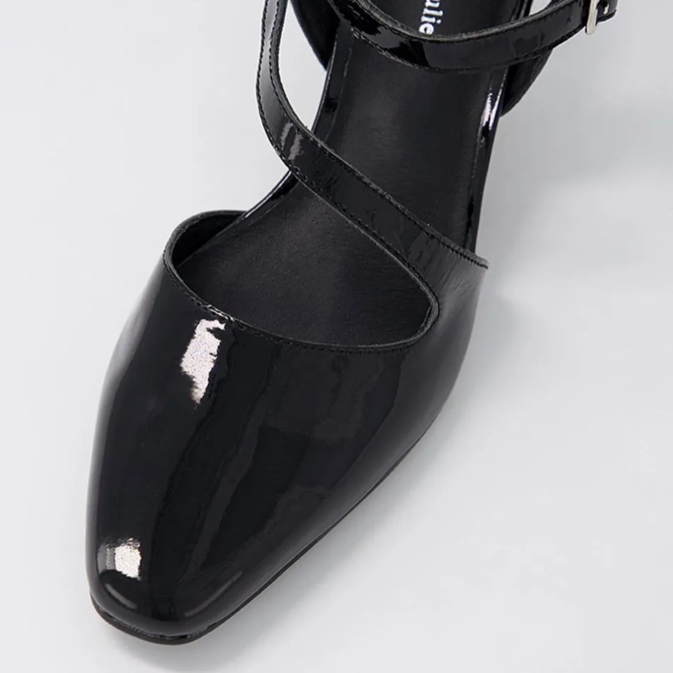 Crystal Heels Classic Design DJANGO & JULIETTE CHARISSA BLACK PATENT
