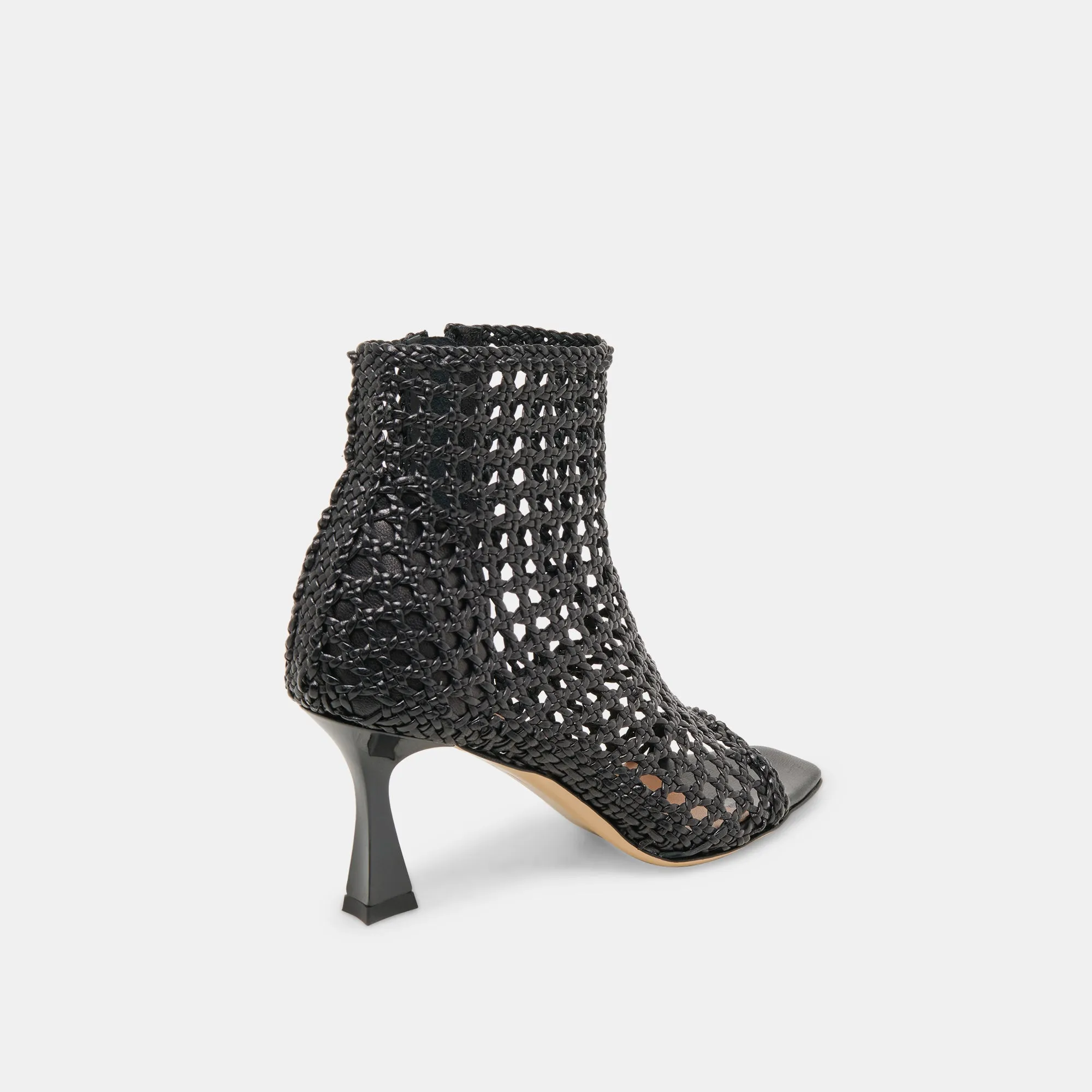 QUIN HEELS BLACK WOVEN LEATHER Chic Wedding Sandals