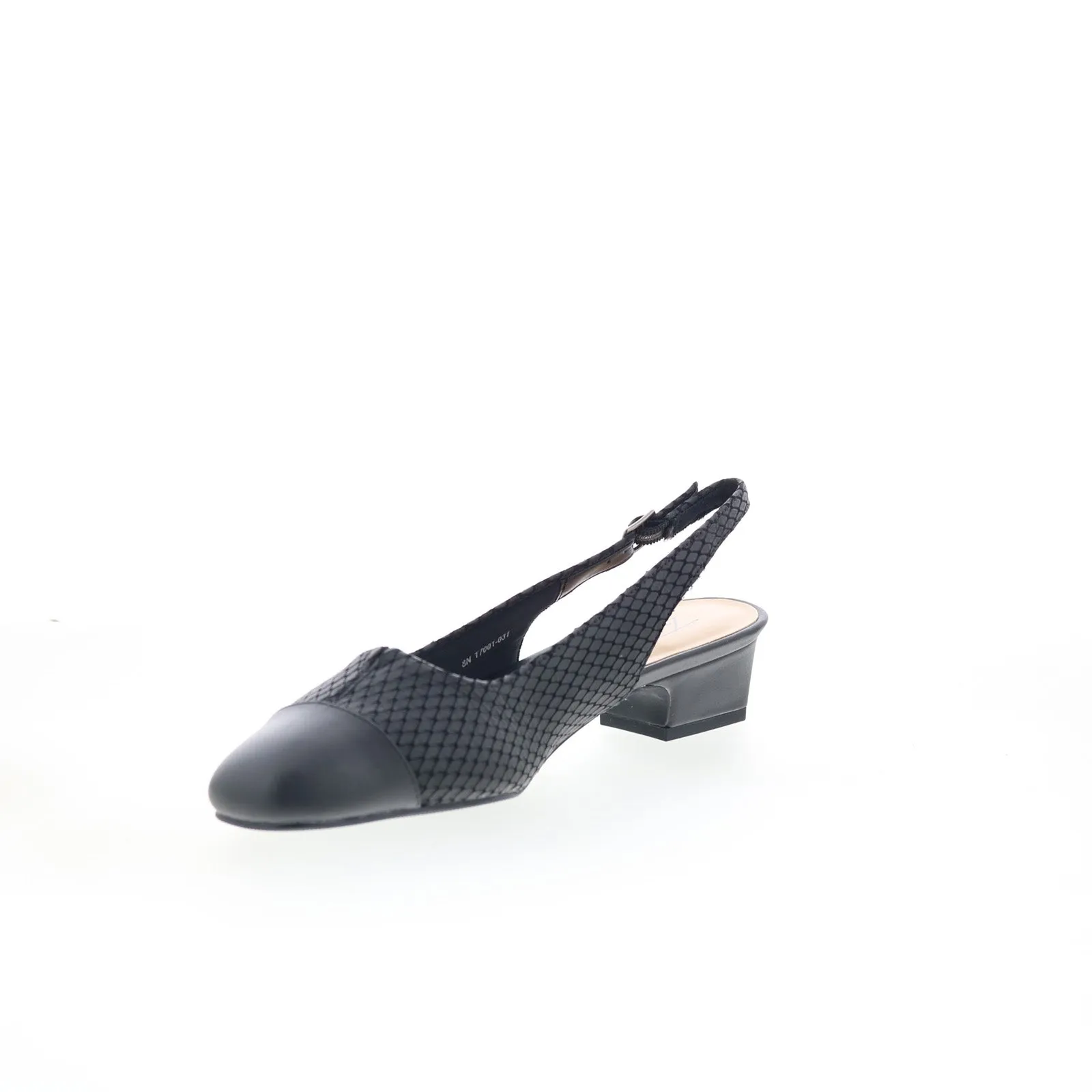 Modern Heels Trotters Dea T7001-031 Womens Black Extra Narrow Slingback Heels Shoes