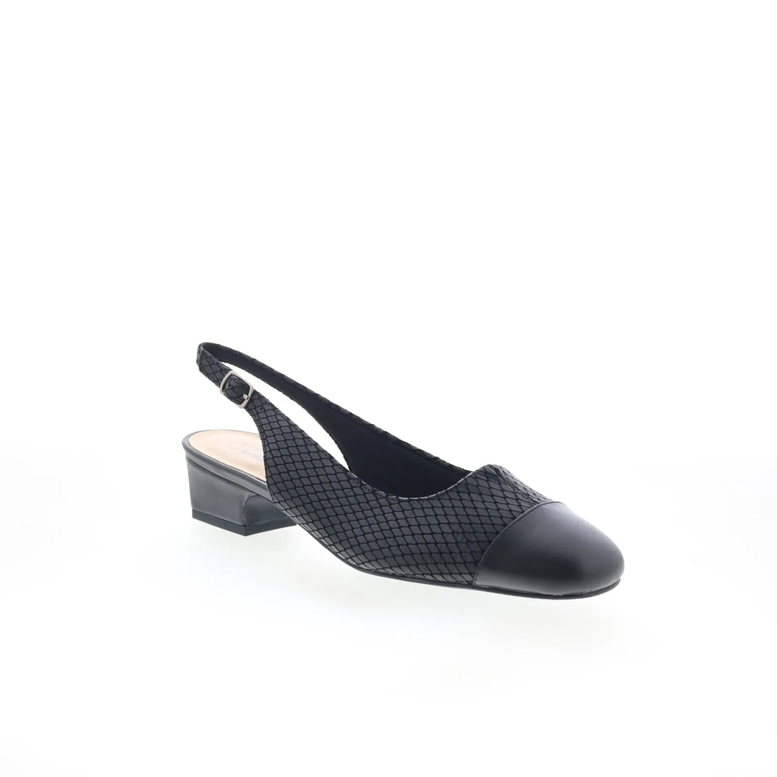 Customizable Trotters Dea T7001-031 Womens Black Extra Narrow Slingback Heels Shoes