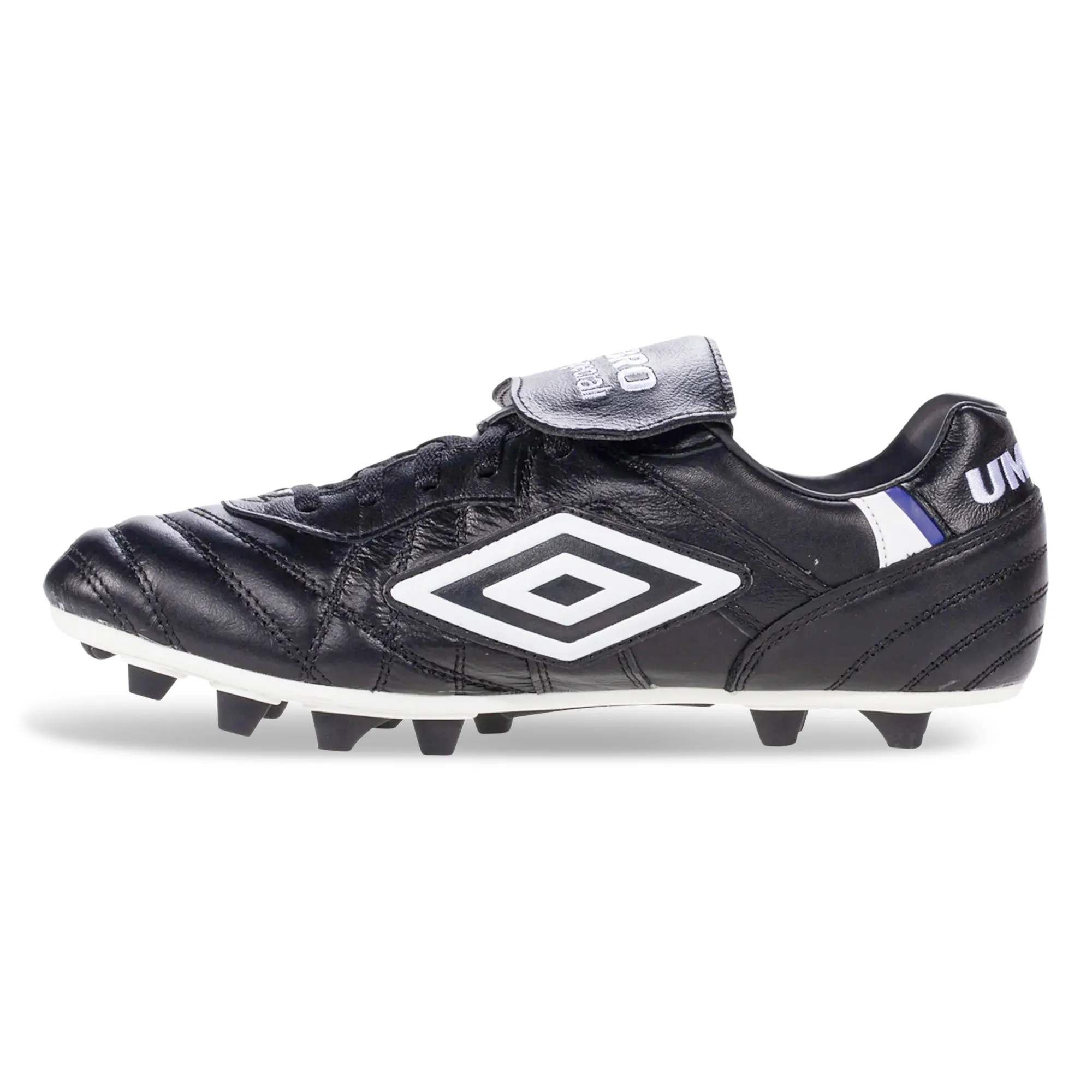 Rapid Fit Injury prevention Umbro Speciali Pro 24 Firm Ground Soccer Cleats (Black/White/Royal)