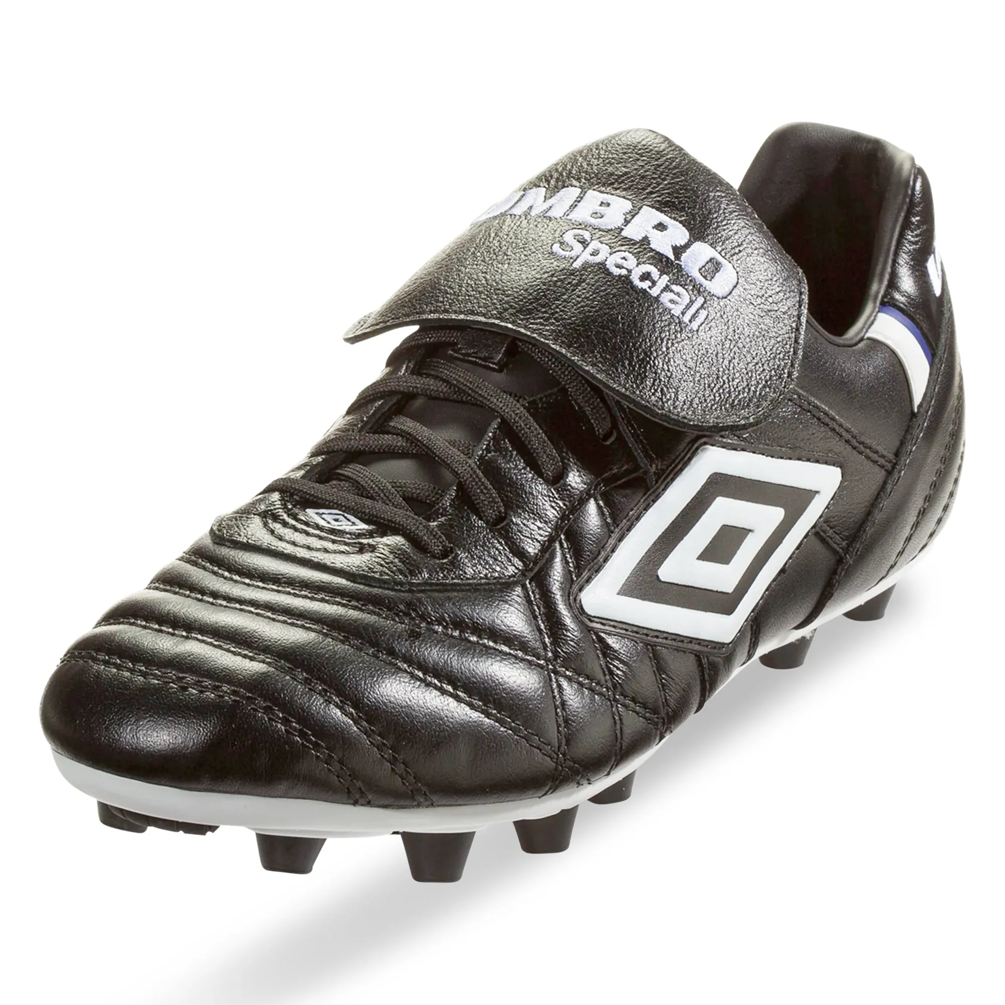 Umbro Speciali Pro 24 Firm Ground Soccer Cleats (Black/White/Royal) Dry Pitch