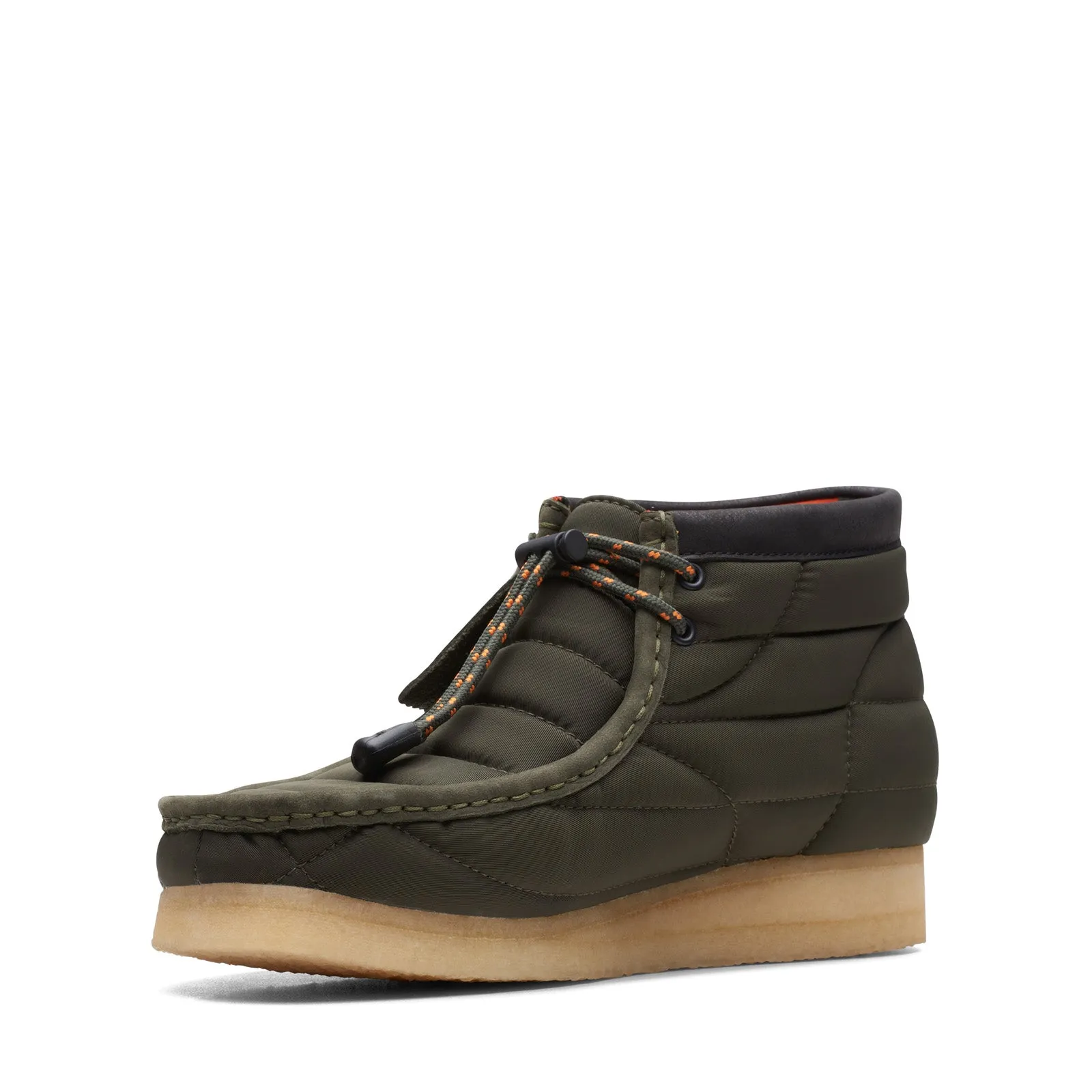 Clarks Wallabee Boot 26168800 Mens Green Canvas Lace Up Chukkas Boots TPU Outsole