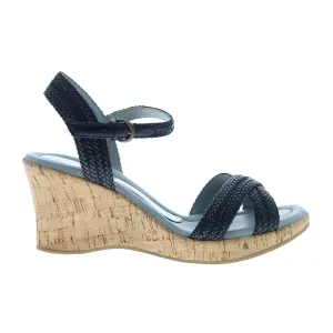 David Tate Baily Womens Black Synthetic Hook & Loop Wedges Heels Shoes Stable